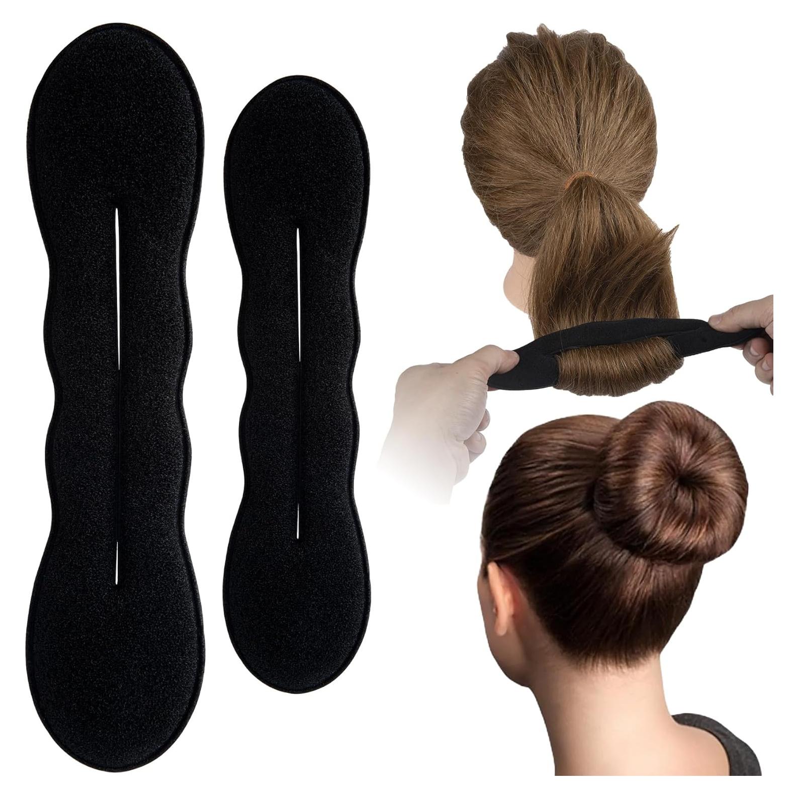 Hacedor de Moño de Esponja Lekgavd - 2 Pcs, Negro, 2 Tamaños