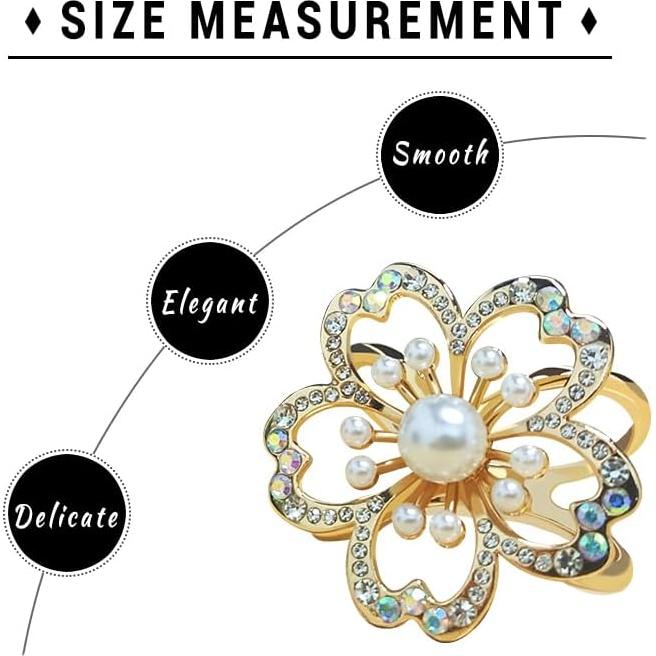 Clip de Bufanda Elegante Tijeyi con Diseño de Flor y Rhinestones