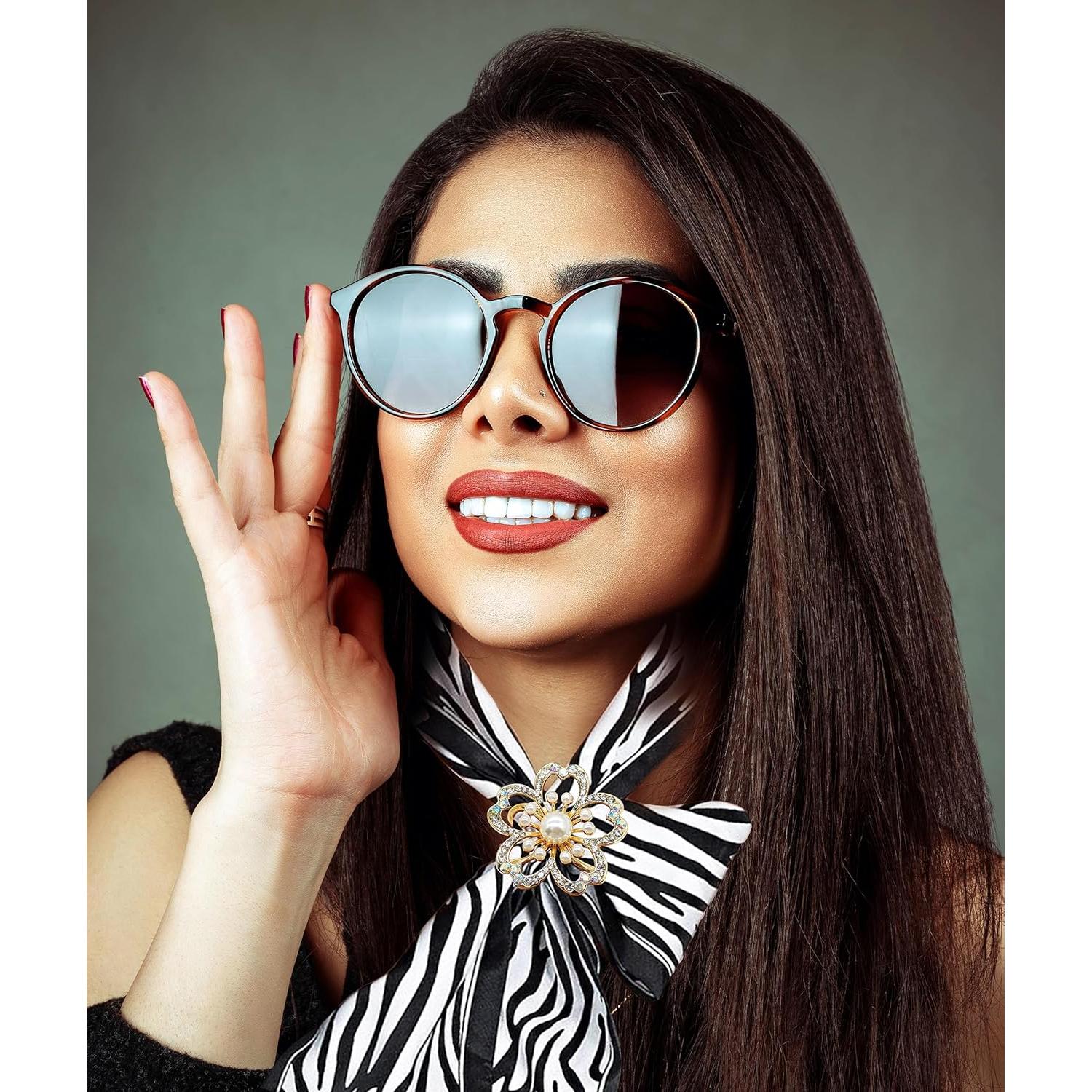 Clip de Bufanda Elegante Tijeyi con Diseño de Flor y Rhinestones