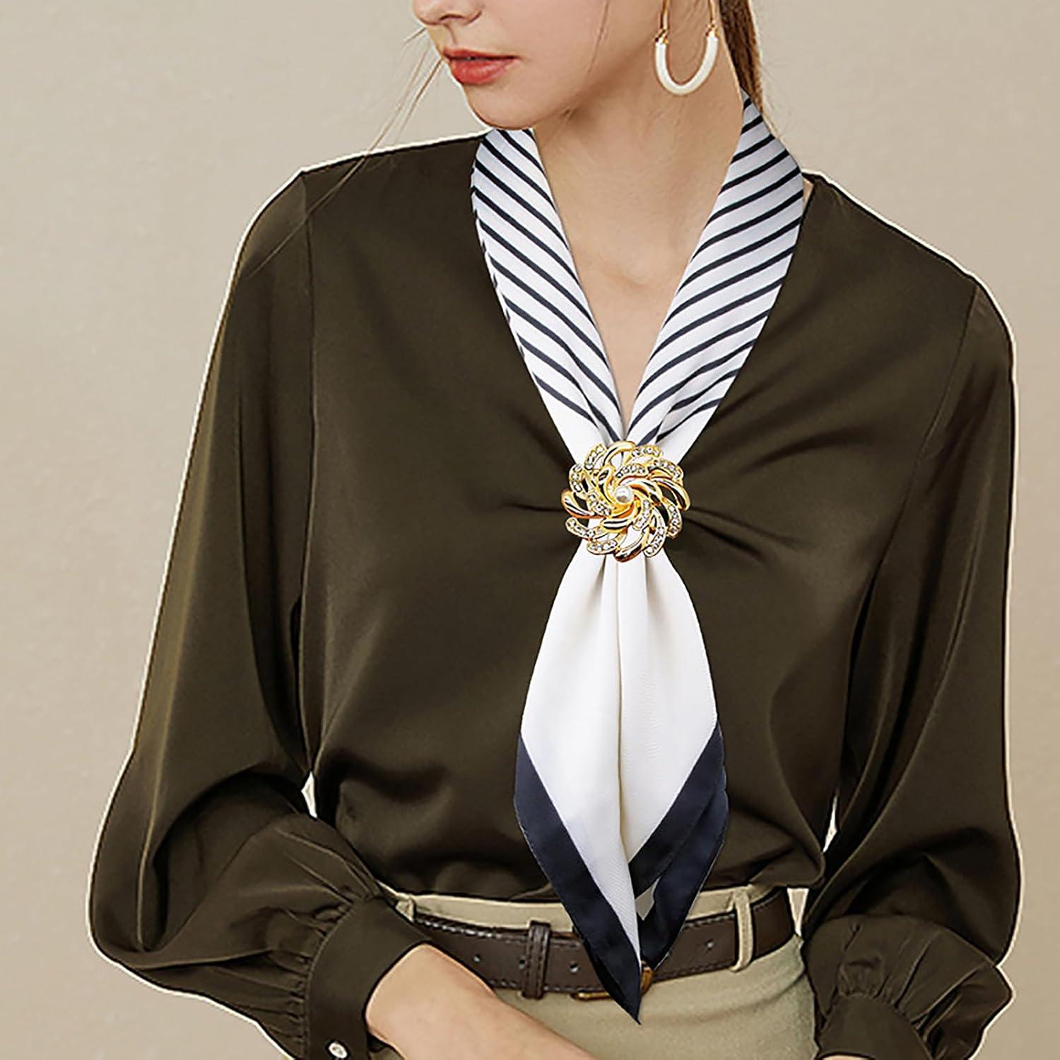 Clip de Bufanda Elegante Tijeyi con Diseño de Flor y Rhinestones