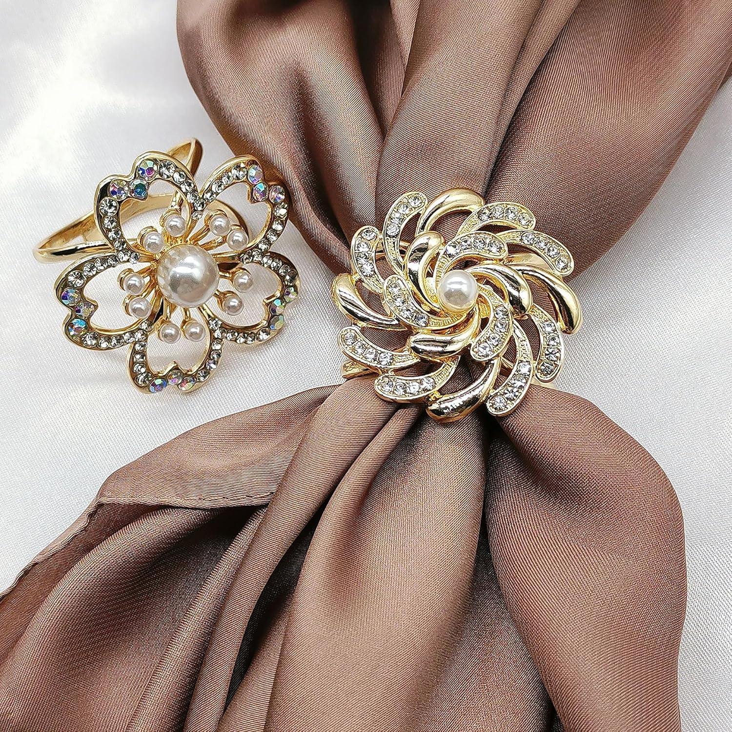 Clip de Bufanda Elegante Tijeyi con Diseño de Flor y Rhinestones