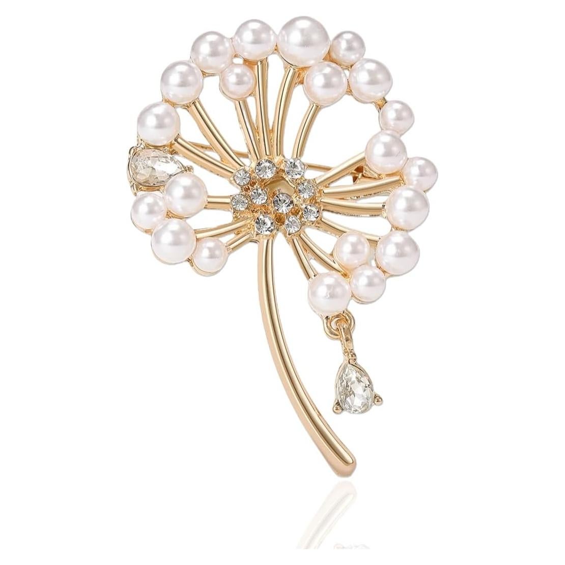 Broche de Diente de León Dorado KKAMAGI para Mujeres 5.1x3.5cm