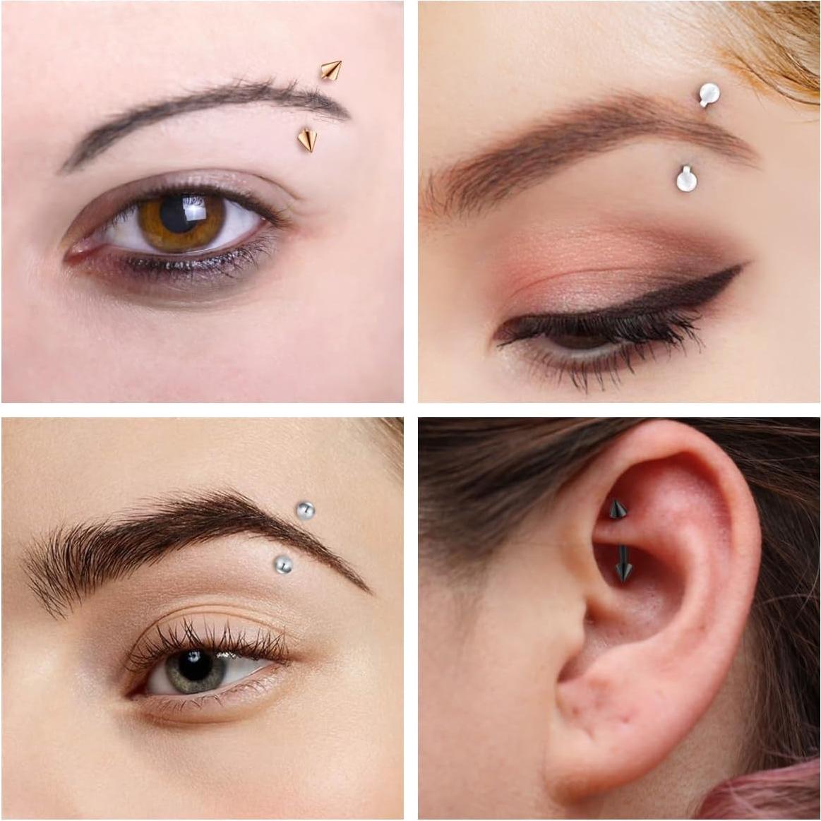 Joyería de Piercing de Ceja FECTAS 24 Piezas 16G Hipoalergénica