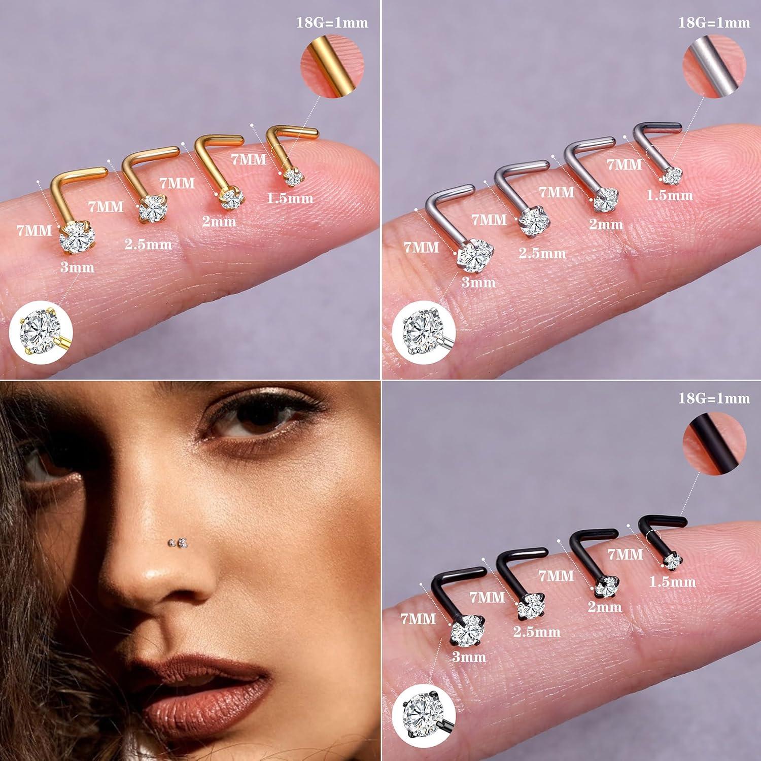 Conjunto 21 Aros Nasales LOYALLOOK - Acero Quirúrgico 316L 18G