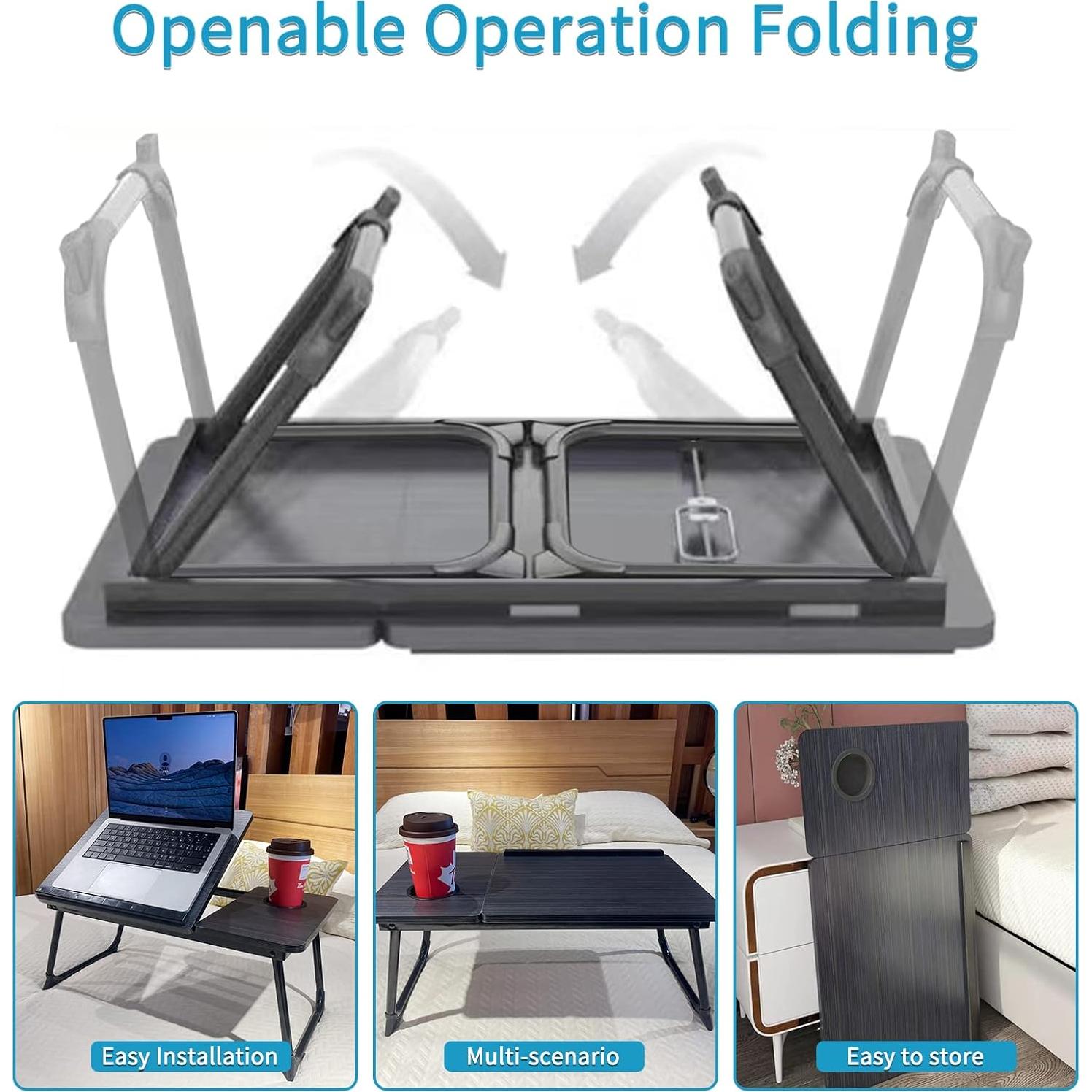 Escritorio para Laptop CloudTrip Negro con Soporte para Taza