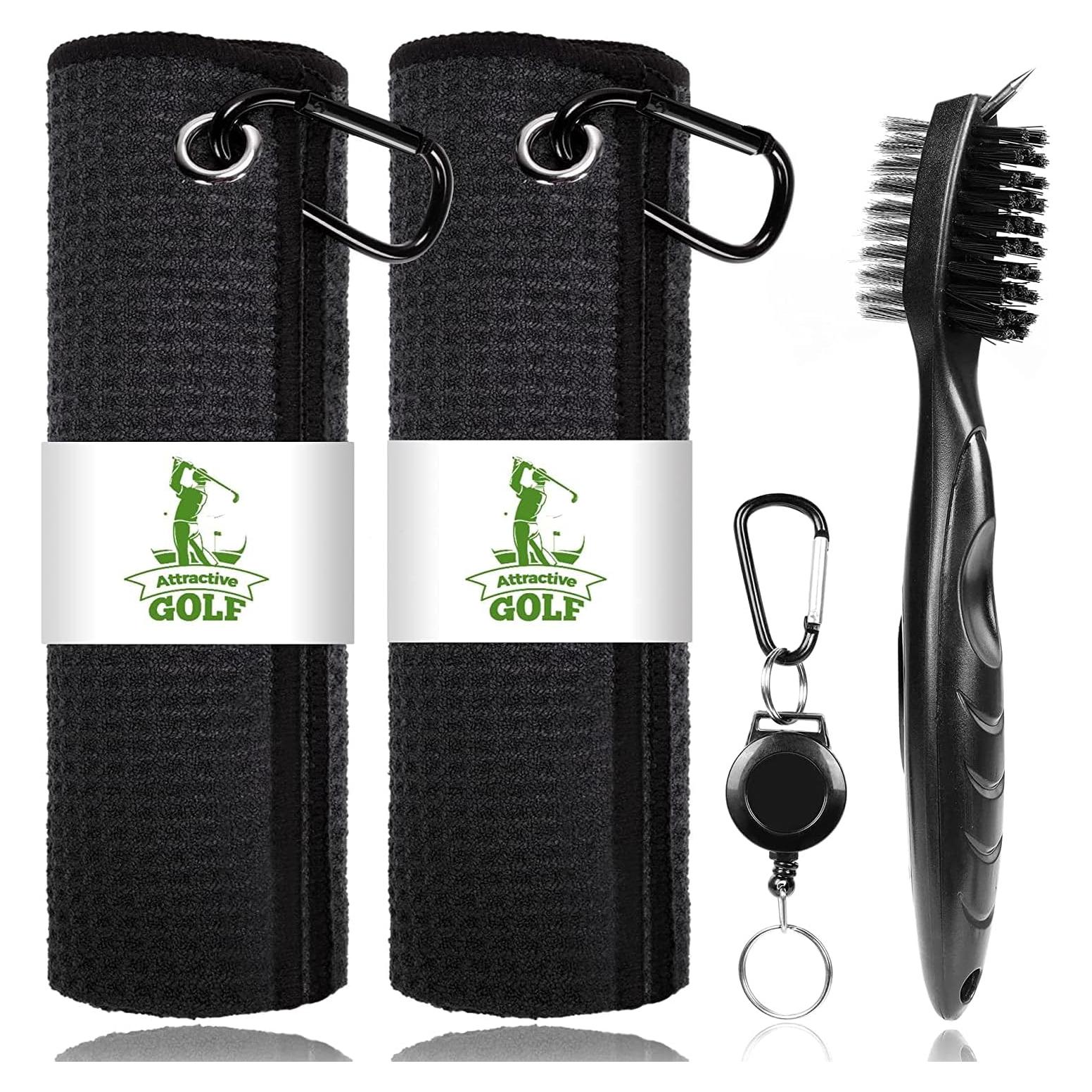 Toallas de Golf ATRACTIVA Microfibra 40x40cm + Cepillo Negro