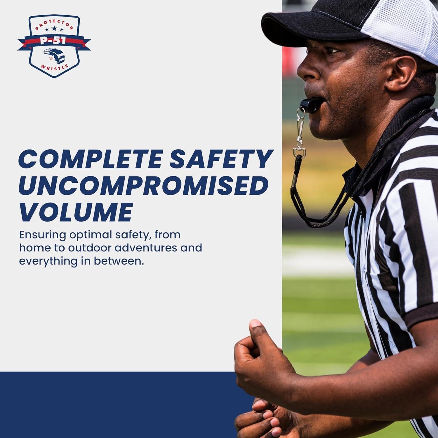 Silbato Protector P51 - Silbato de Seguridad Negro con Cordón