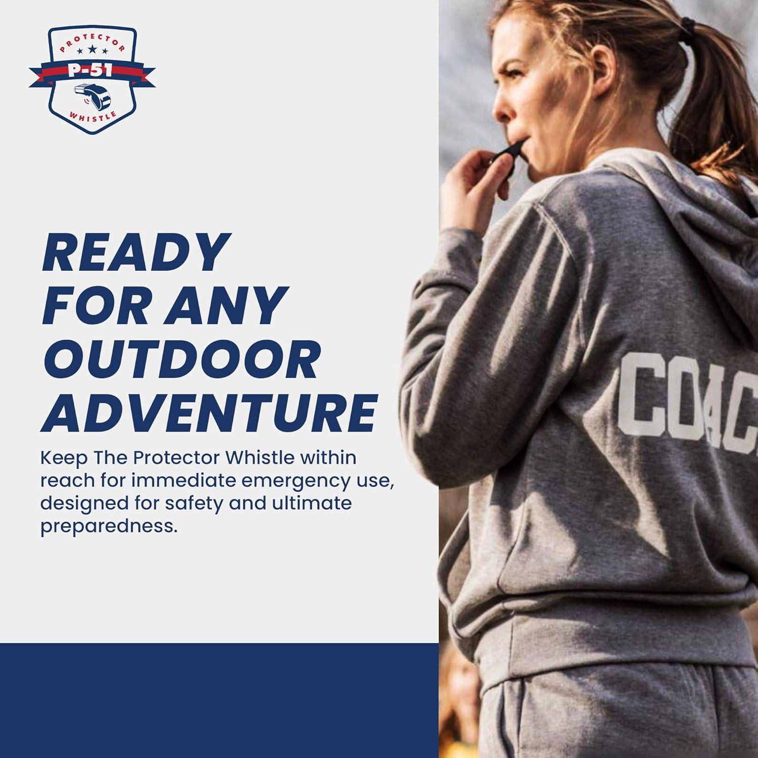 Silbato Protector P51 - Silbato de Seguridad Negro con Cordón