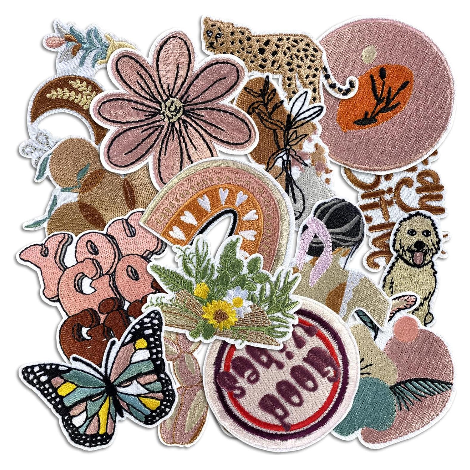 Parches de Bordado Cazzon Boho Girly 16 Pcs 2.8-6.6 cm