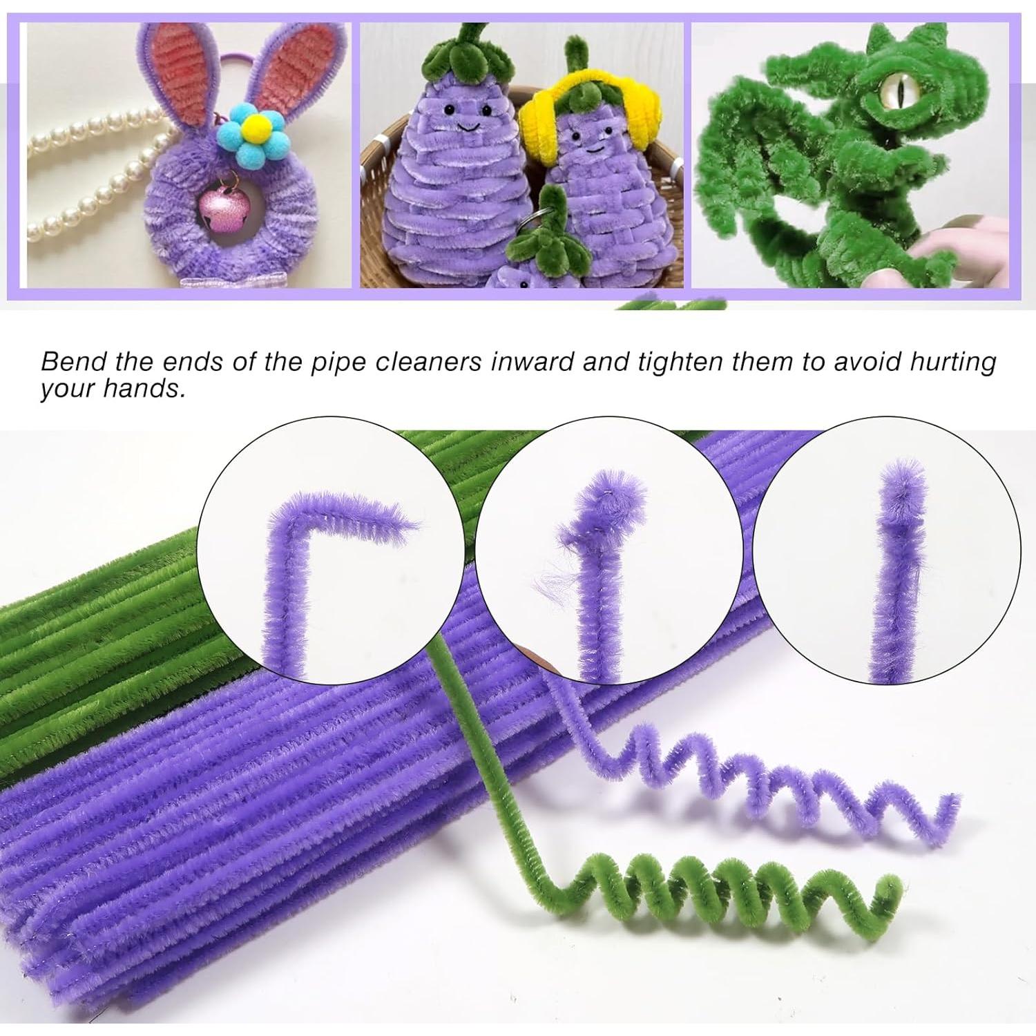 Kit de 200 Limpiapipas TOAOB para Manualidades - Verde y Púrpura