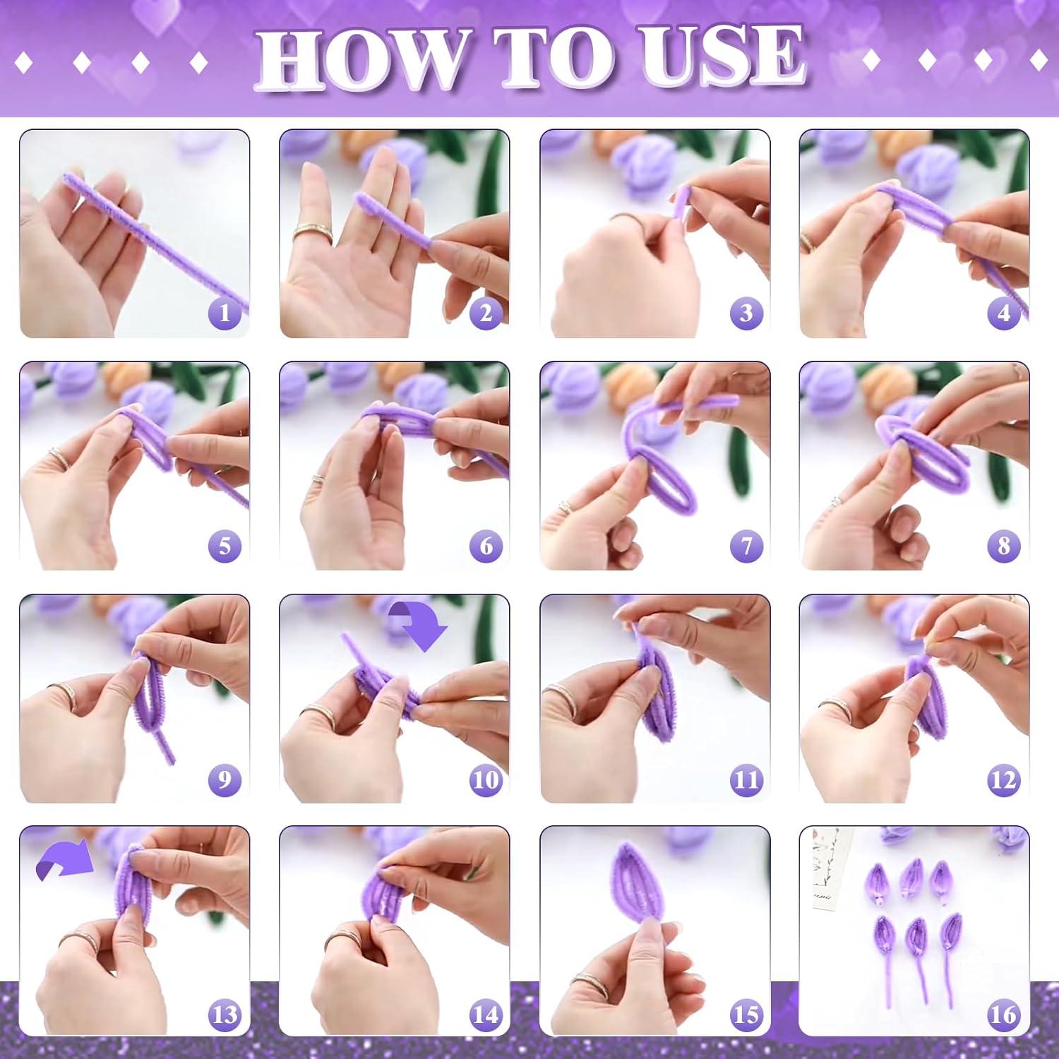 Kit de 200 Limpiapipas TOAOB para Manualidades - Verde y Púrpura