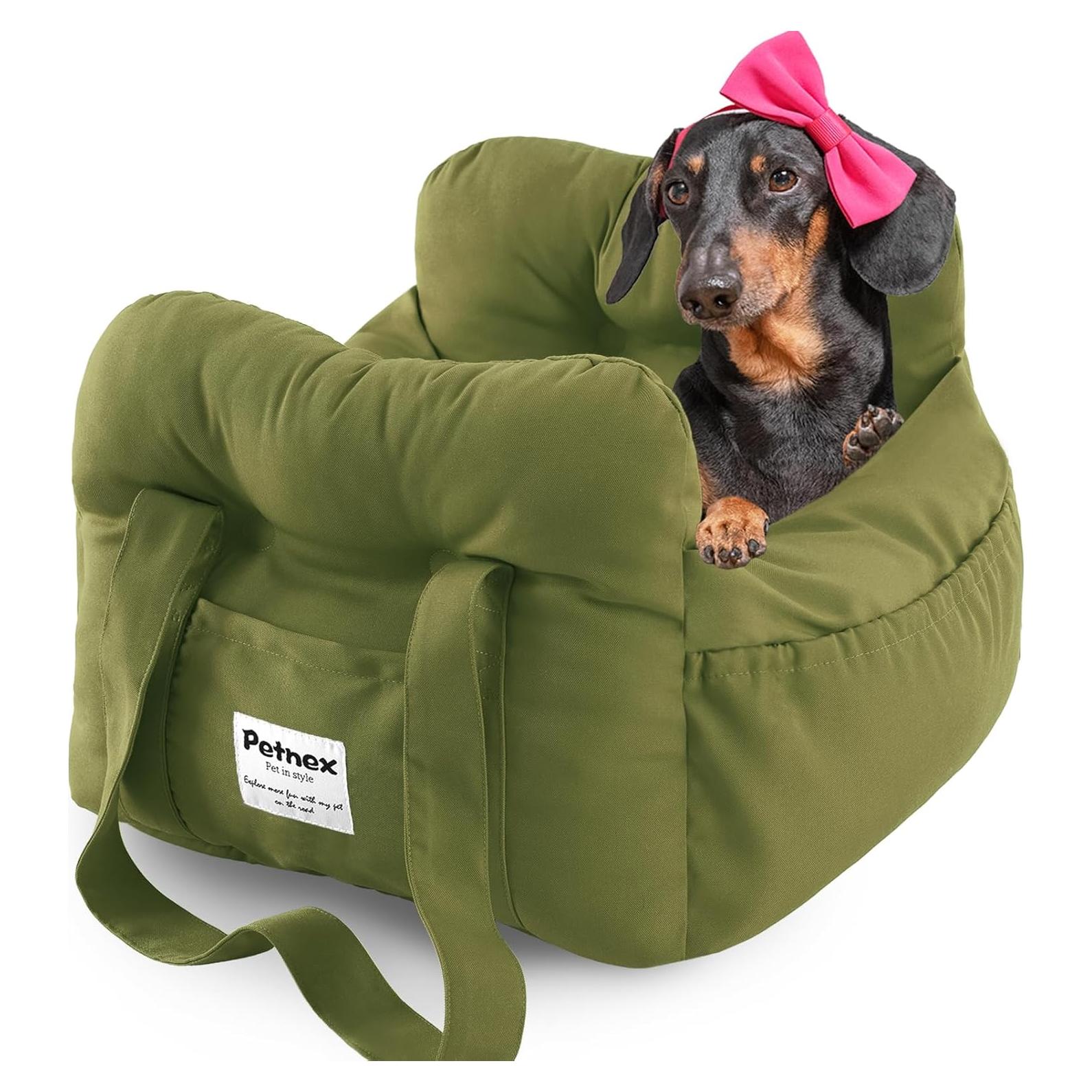 Asiento de Coche para Perros Pequeños Petnex Verde Militar