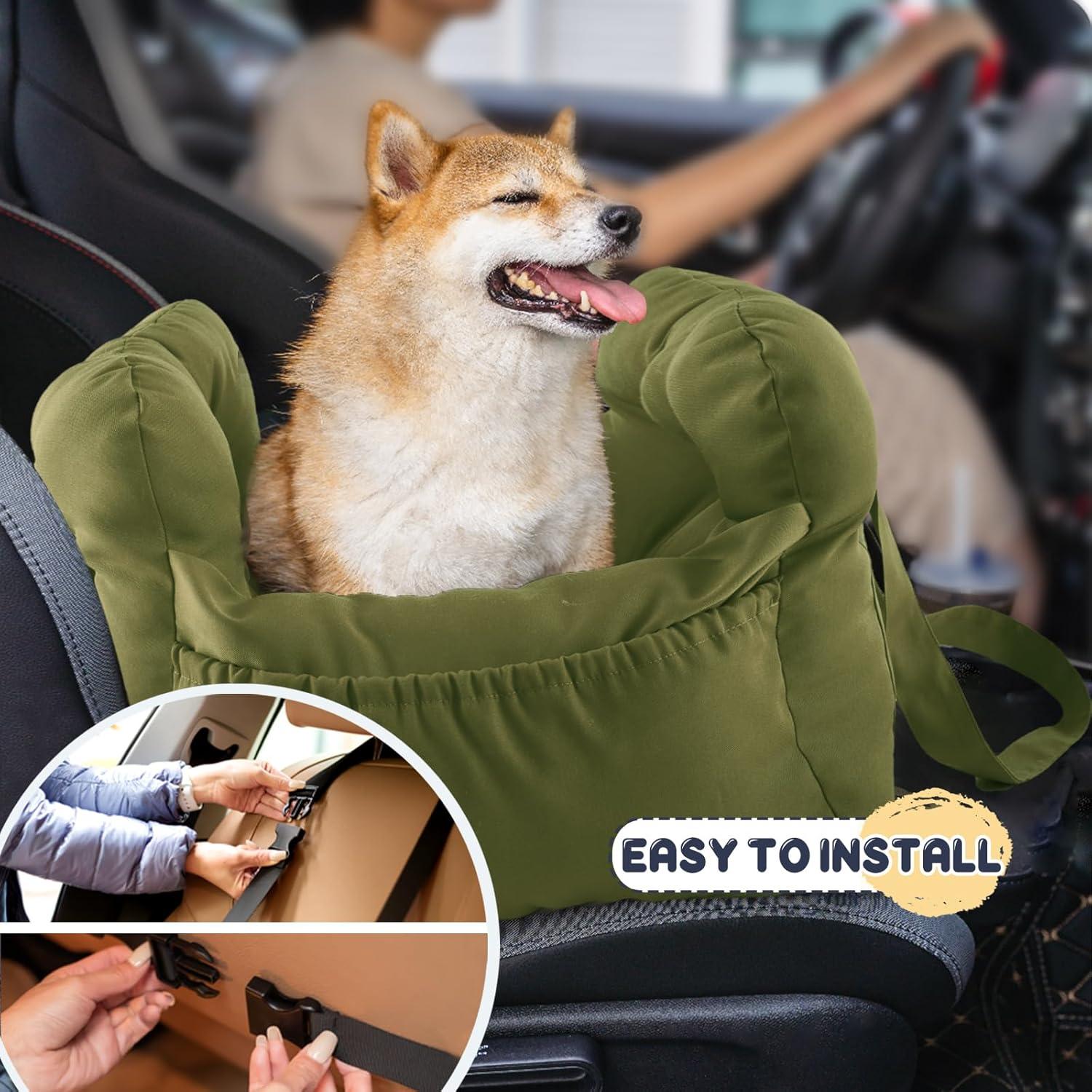 Asiento de Coche para Perros Pequeños Petnex Verde Militar