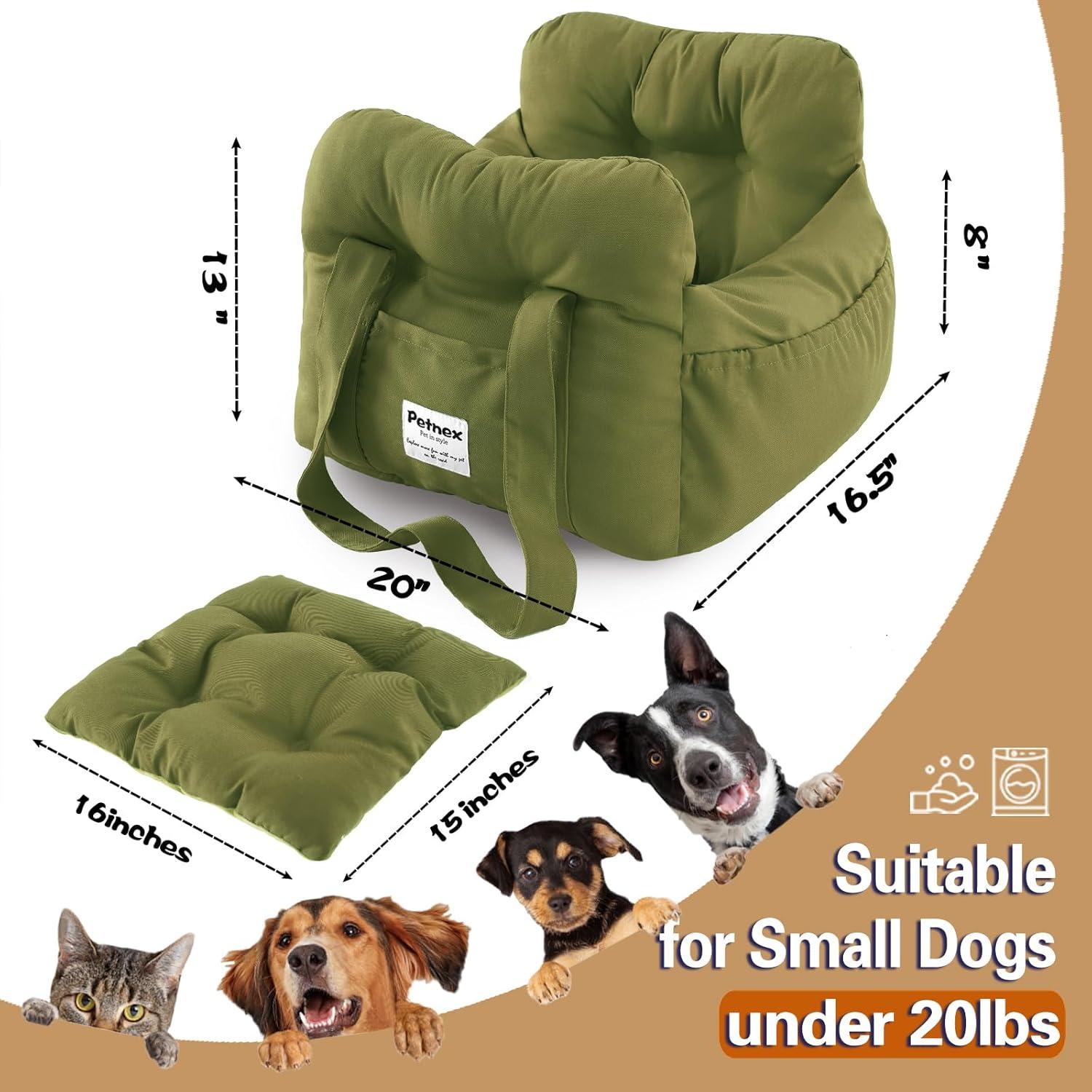 Asiento de Coche para Perros Pequeños Petnex Verde Militar