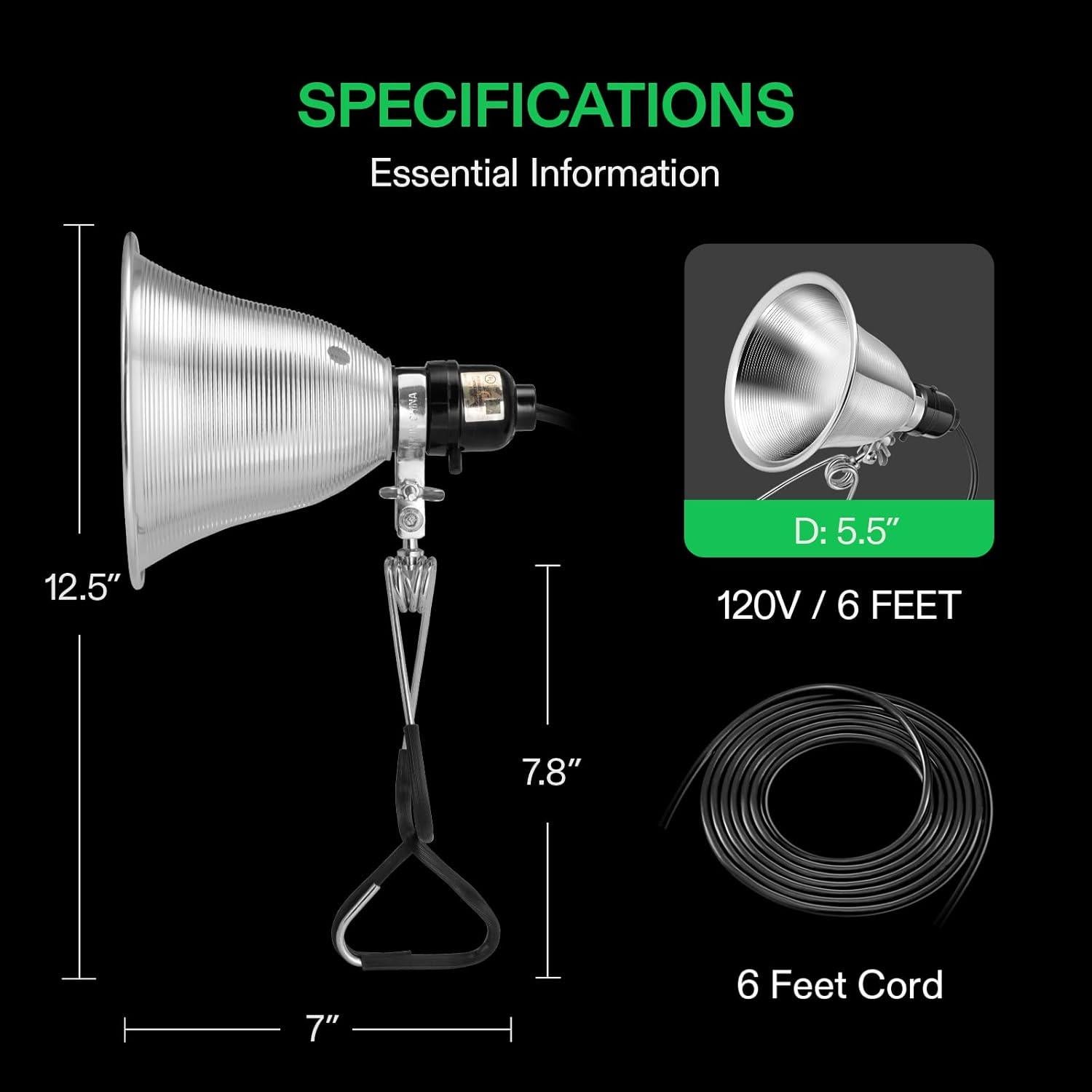 Lámpara de Abrazadera VIVOSUN 5.5" 2 Paquetes 60W E26