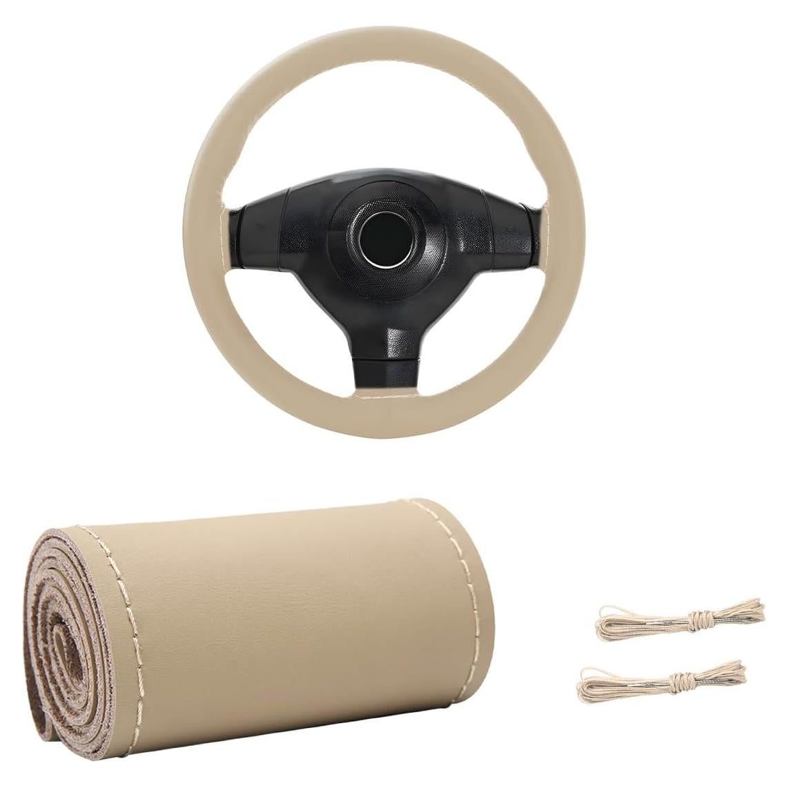 Cubierta de Volante de Cuero Genuino Gasedin 38.1 cm Beige