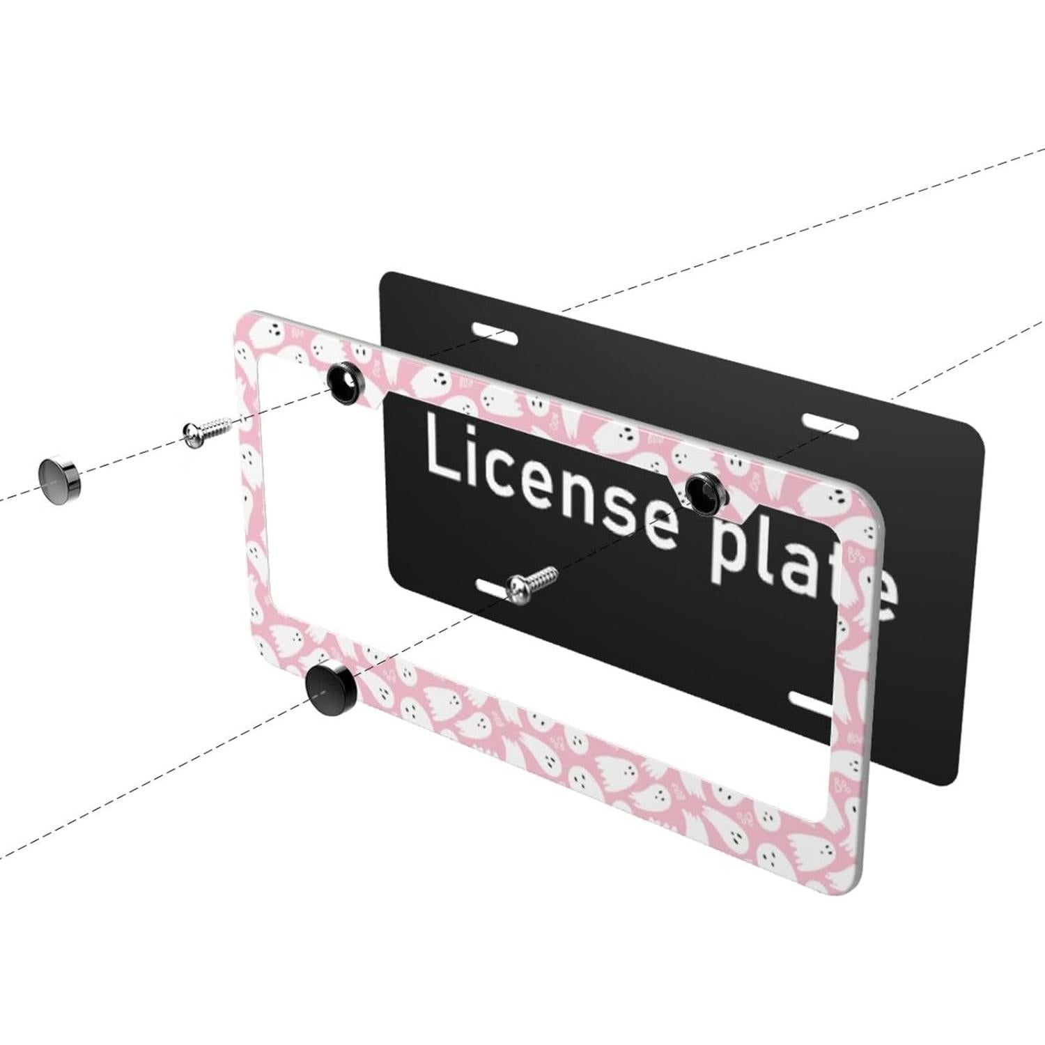 Marco de Placa de Licencia YANGDADA Rosa Bonito 2 Piezas
