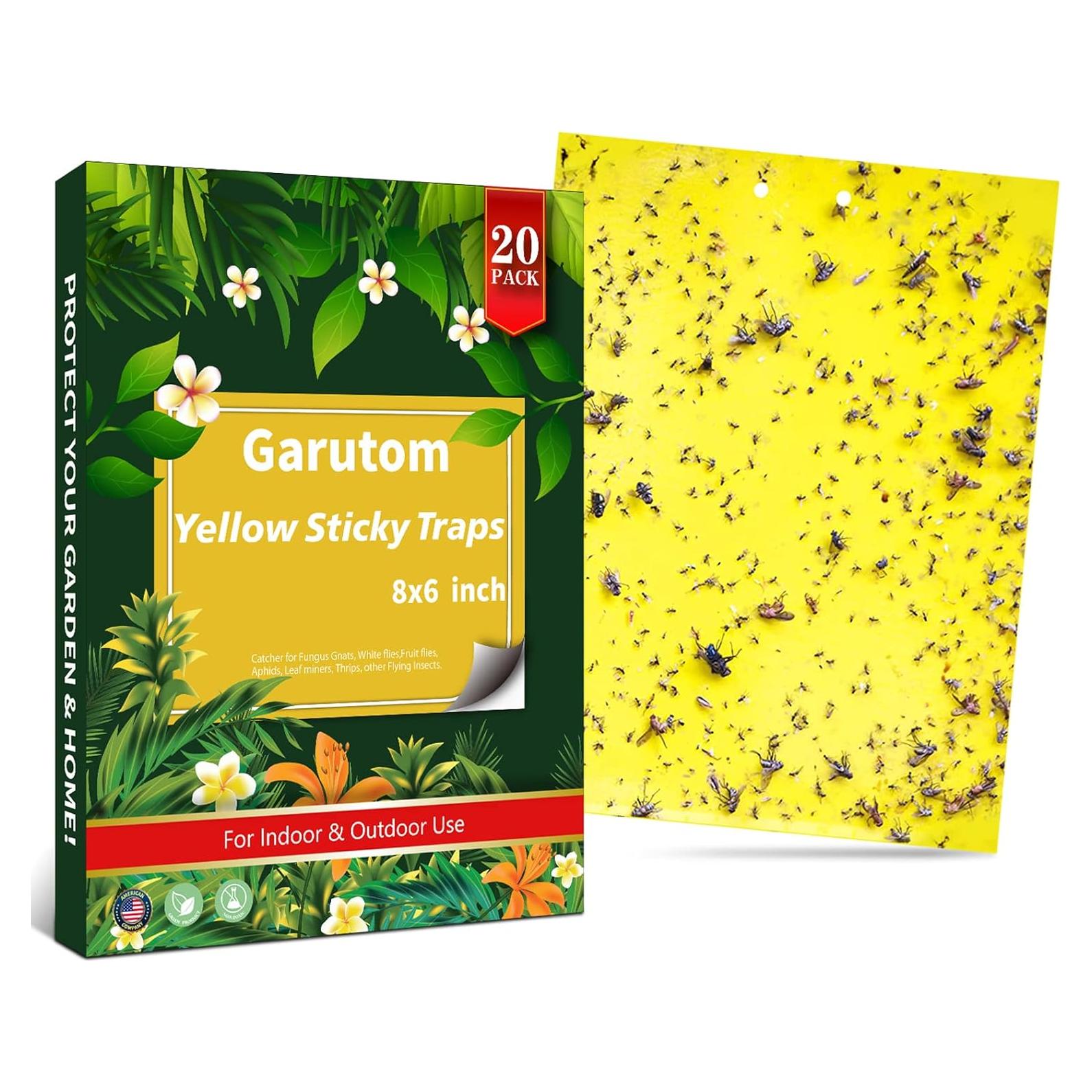 Trampas Adhesivas Amarillas Doble Cara Garutom - Paquete de 20 Unidades