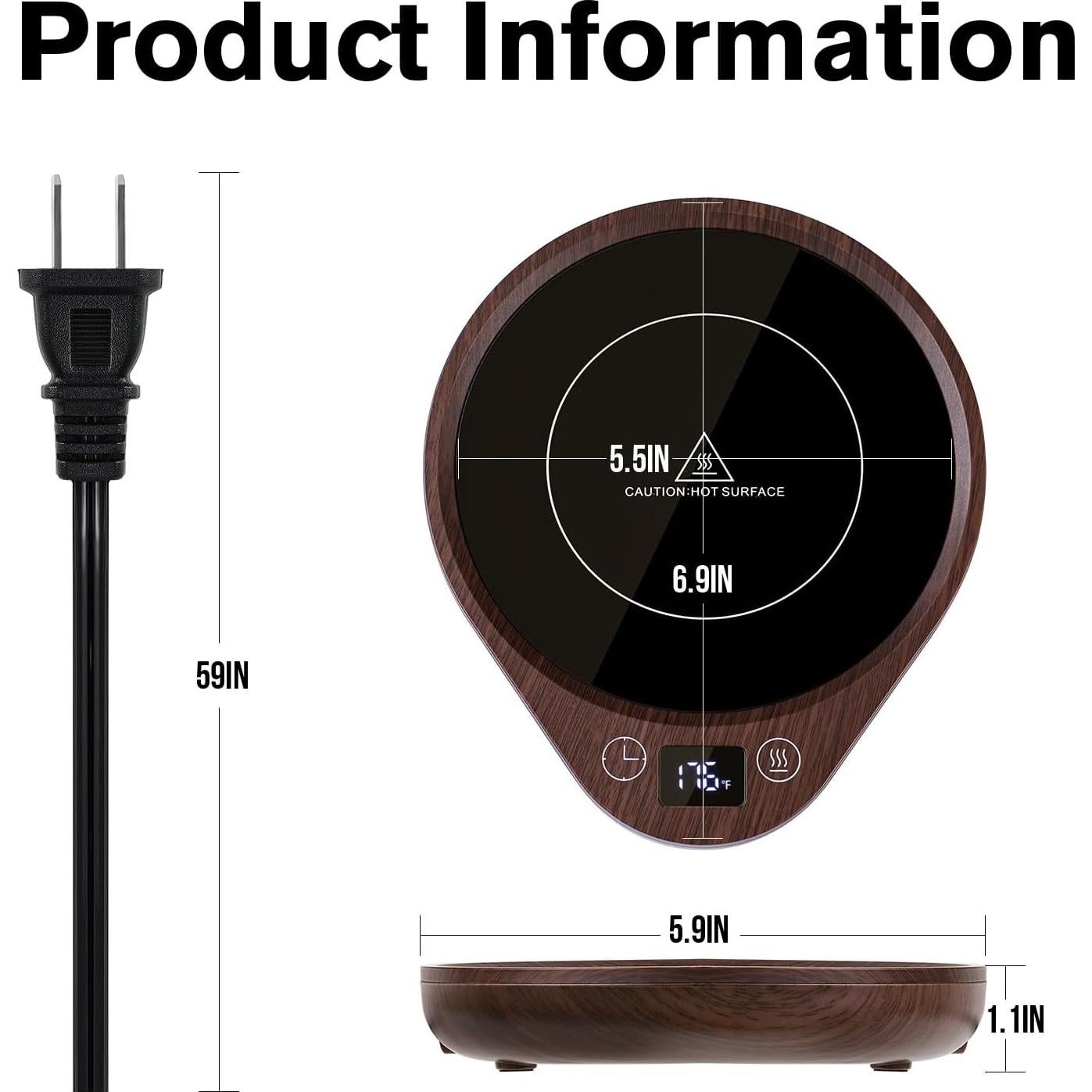 Calentador de Tazas PUSEE 36W con Apagado Automático 4H
