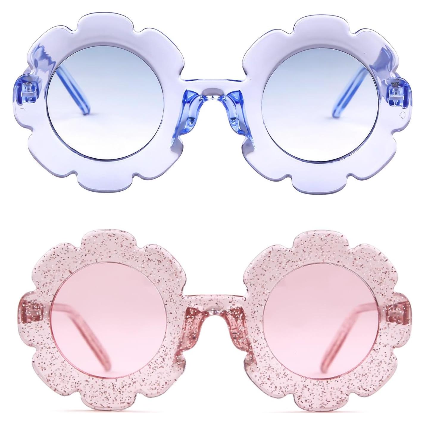 Gafas de sol ADEWU para niños UV400 con flores - Paquete de 2