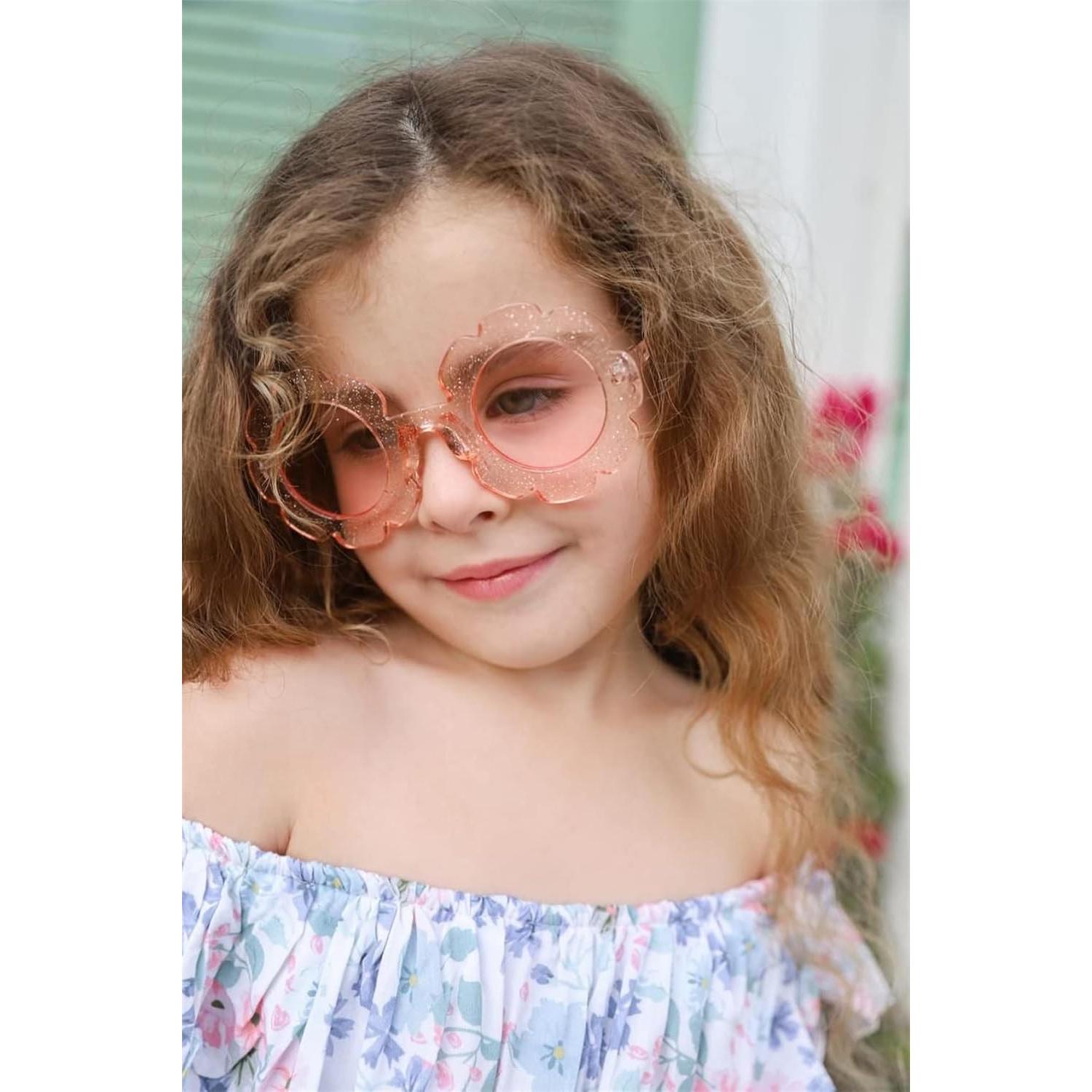 Gafas de sol ADEWU para niños UV400 con flores - Paquete de 2
