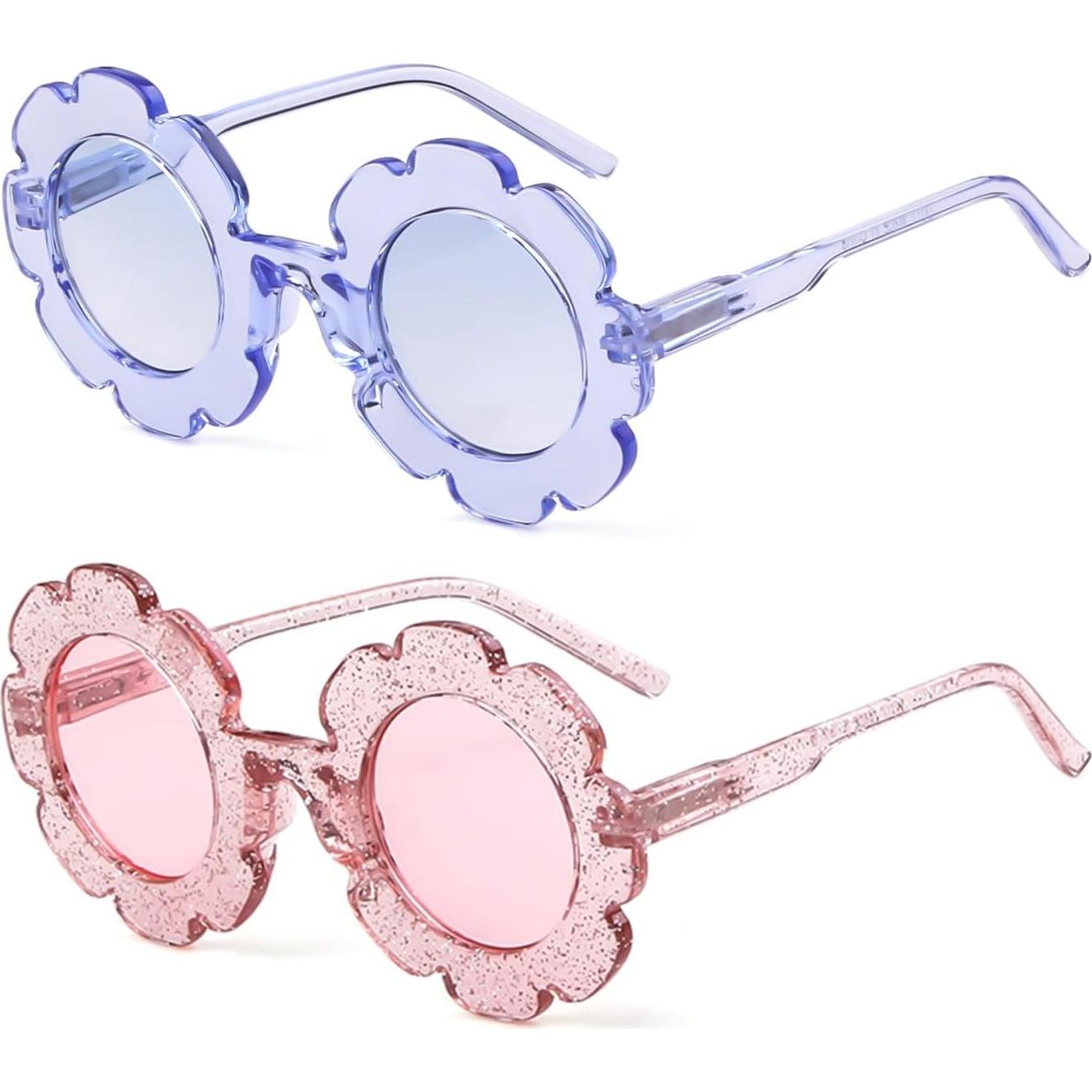 Gafas de sol ADEWU para niños UV400 con flores - Paquete de 2