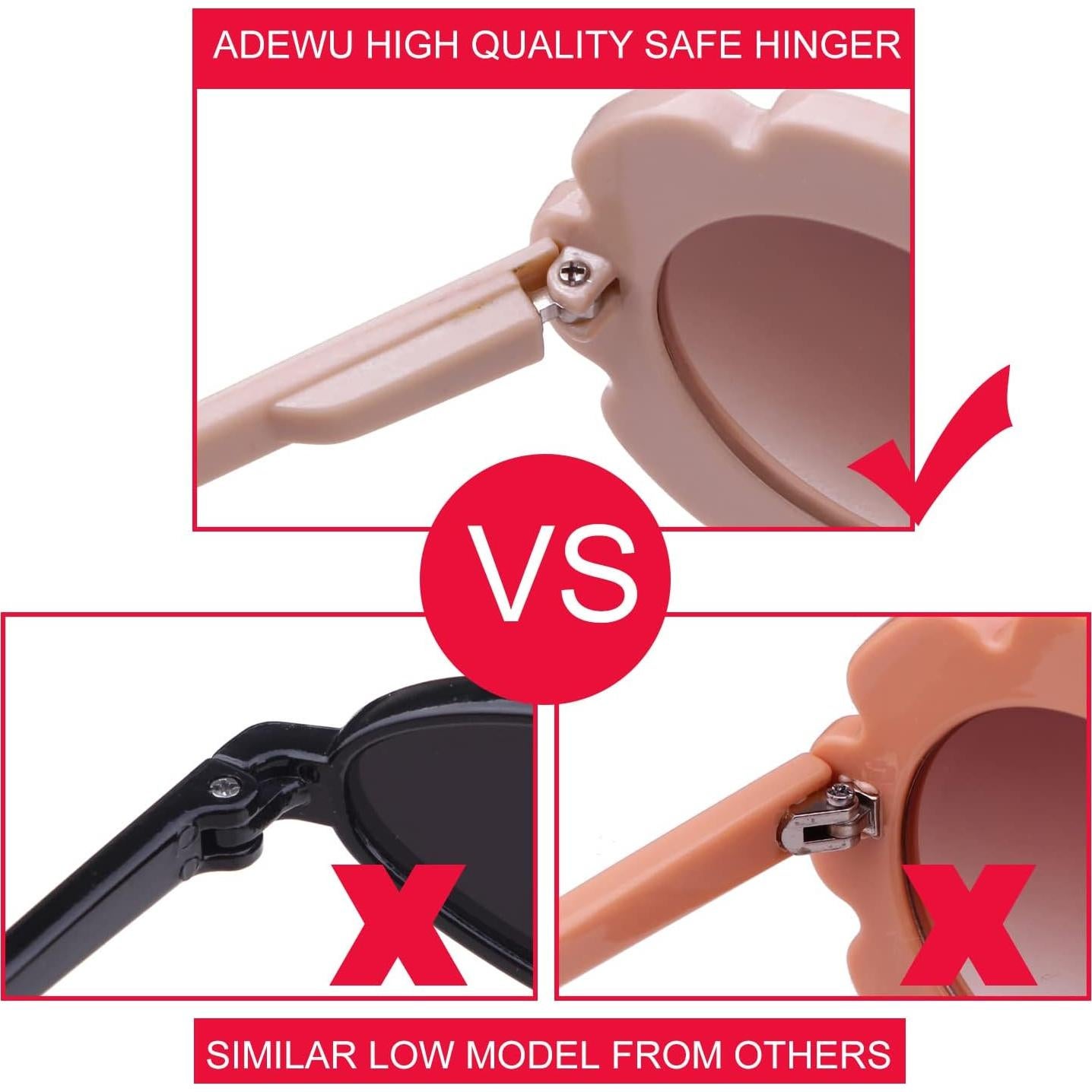 Gafas de sol ADEWU para niños UV400 con flores - Paquete de 2