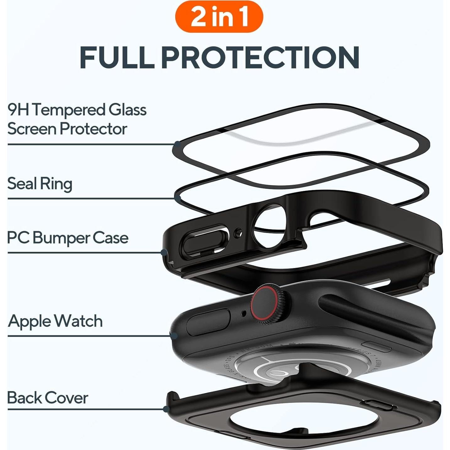 Funda 2 en 1 Impermeable Singiuzoo para Apple Watch 40mm