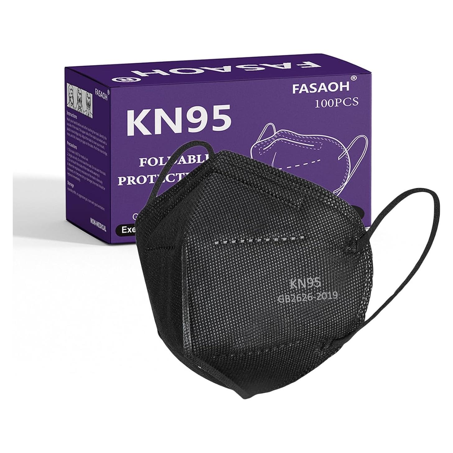 Mascarillas KN95 Negras 100 PCS 5 Capas Transpirables