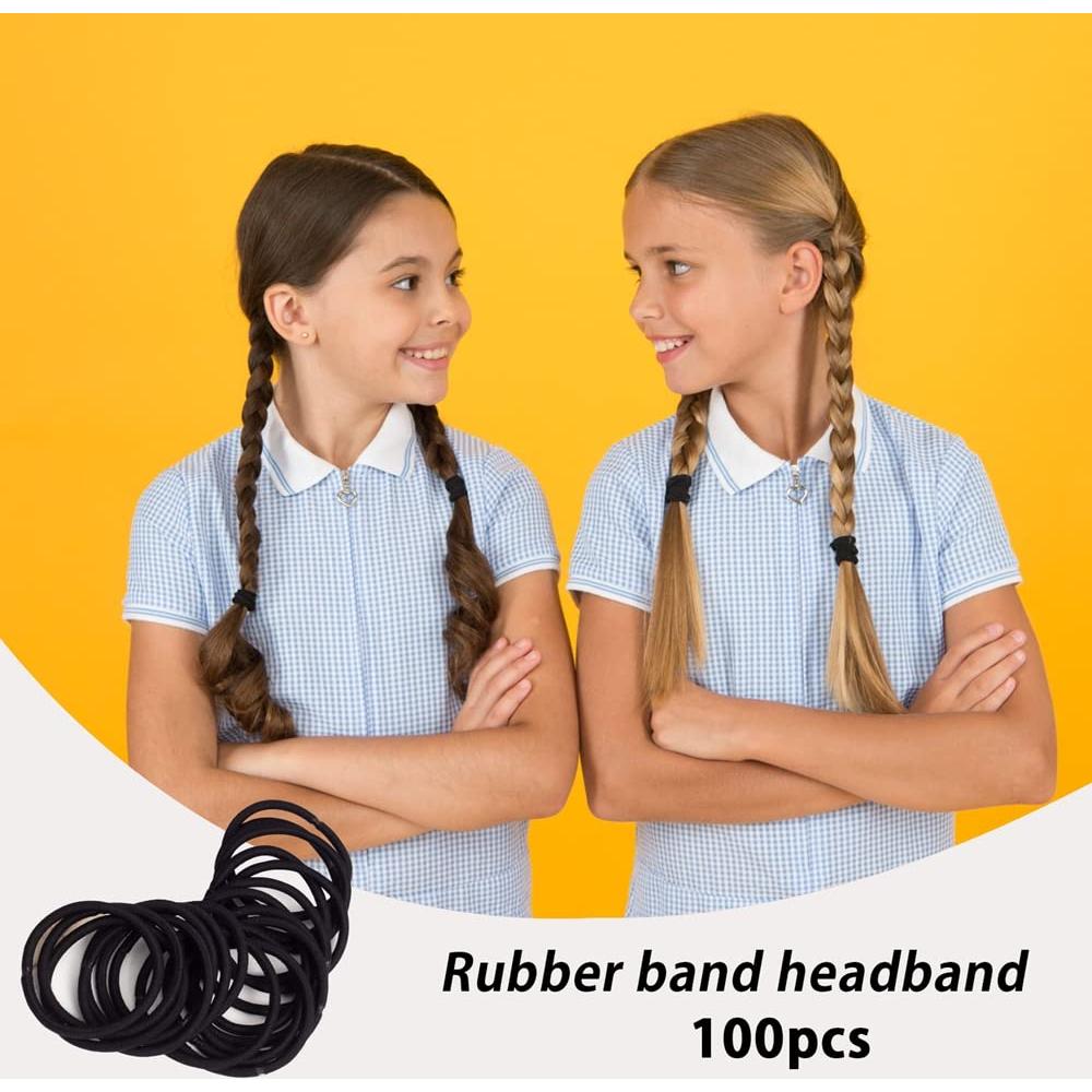 100 Gomas de Pelo Negras Sderoq 4mm para Cabello Grueso