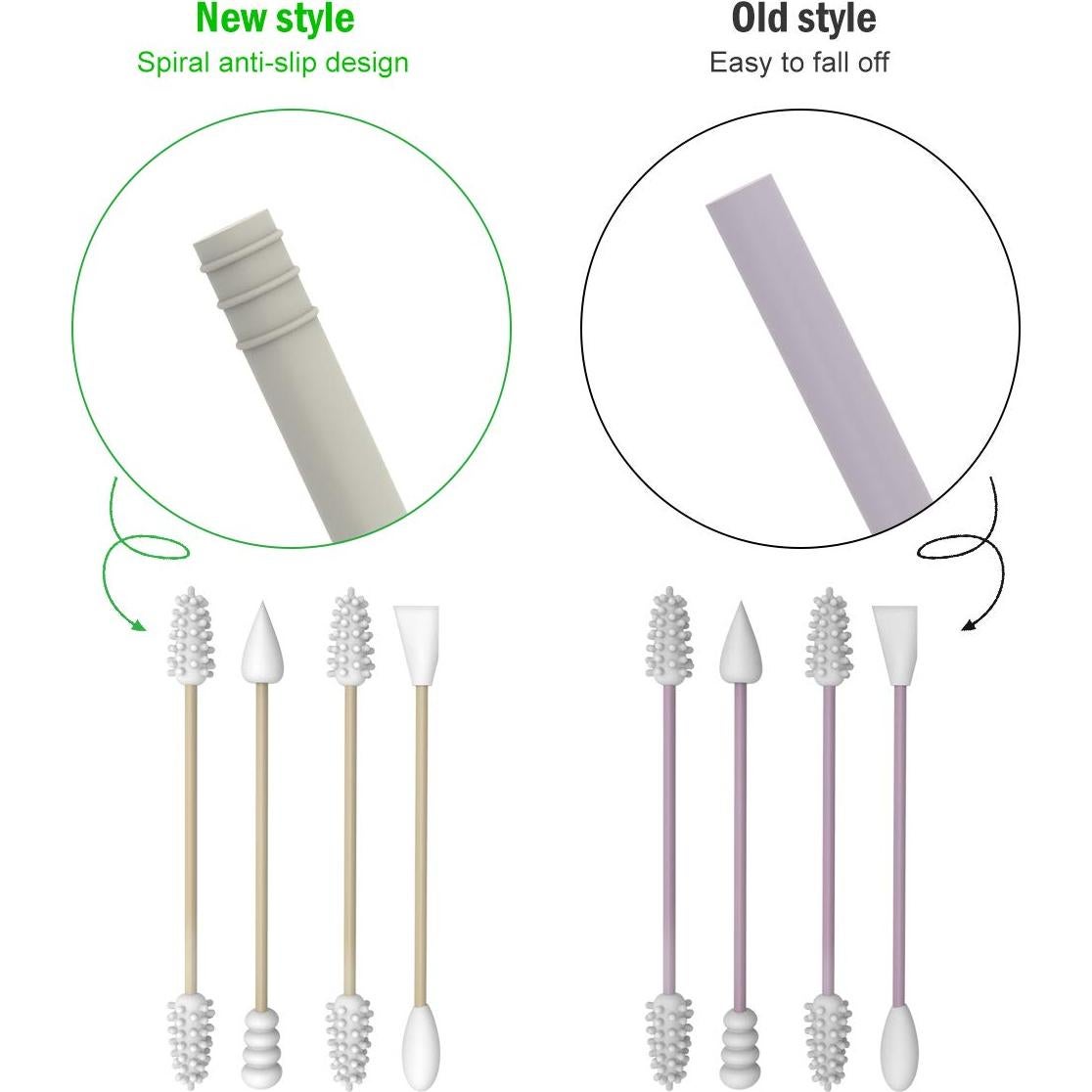 Hisopos de Silicona Reutilizables AUMIO 4 Pcs - Negro y Gris