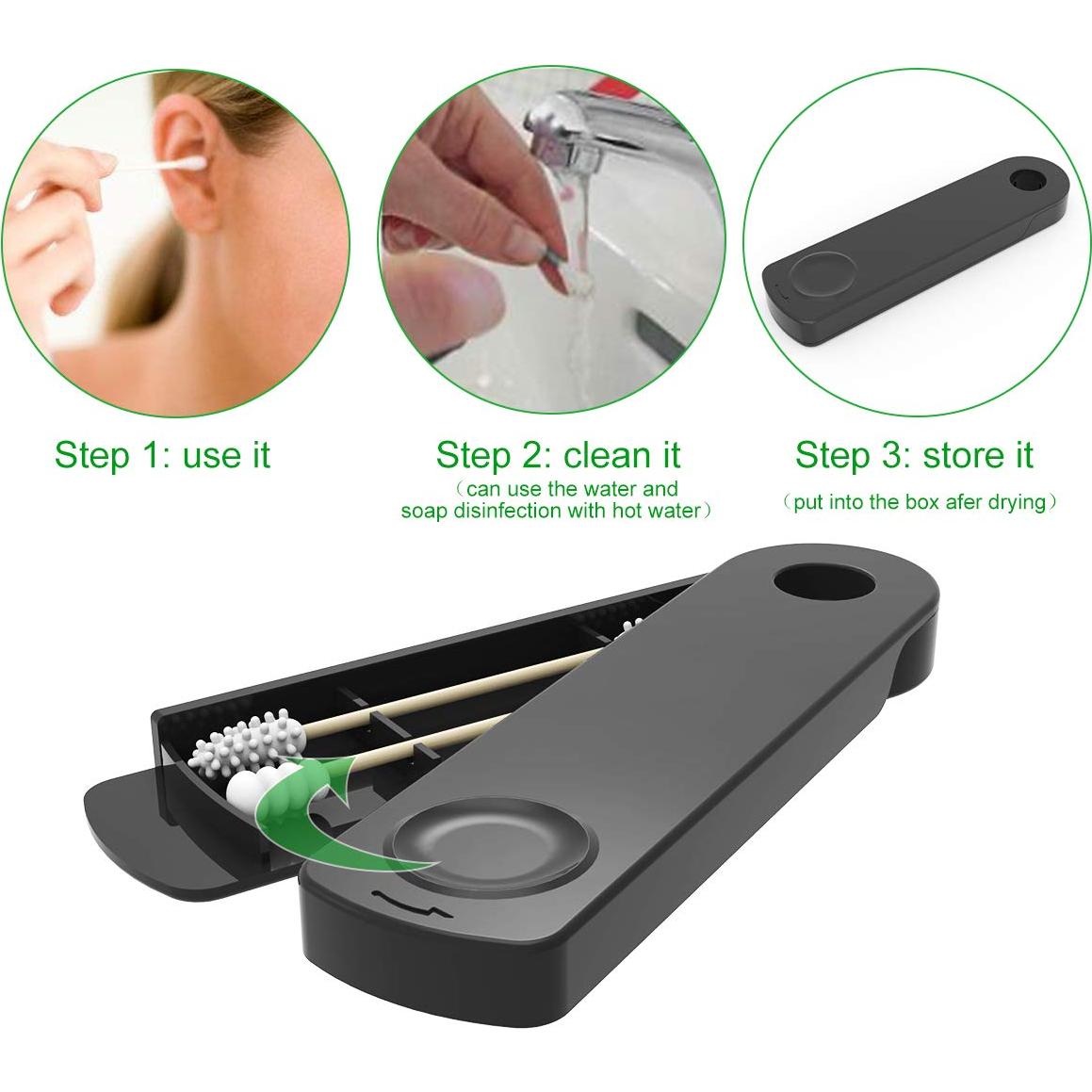 Hisopos de Silicona Reutilizables AUMIO 4 Pcs - Negro y Gris