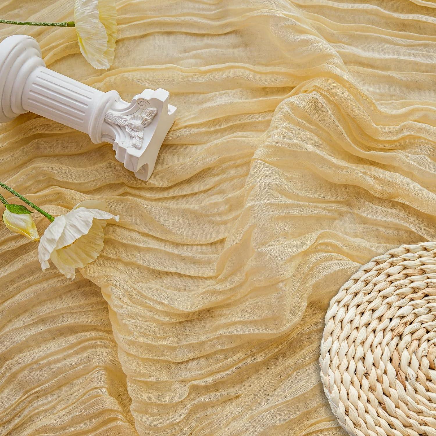 Caminito de Mesa de Gasa Beige Jugbey 3.05 m para Bodas y Fiestas