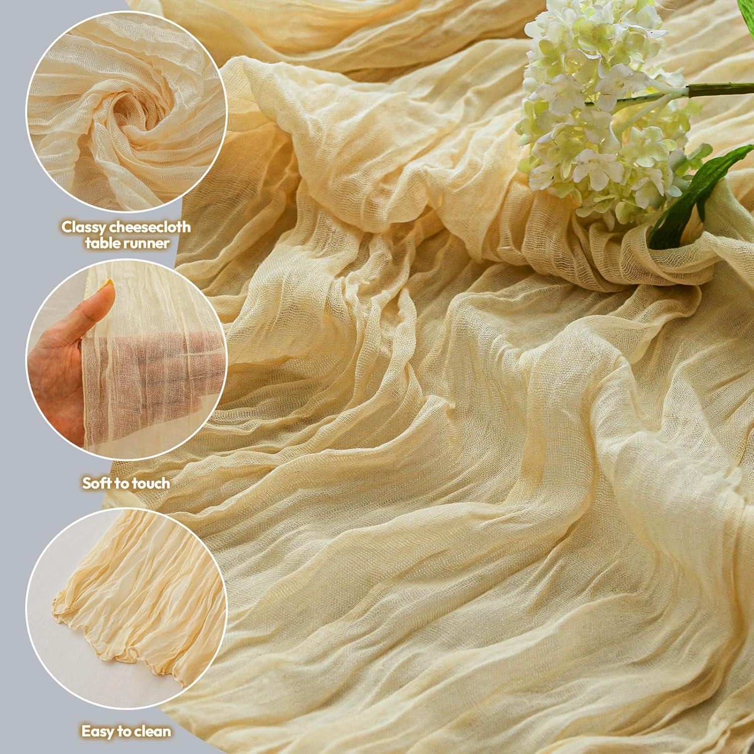 Caminito de Mesa de Gasa Beige Jugbey 3.05 m para Bodas y Fiestas