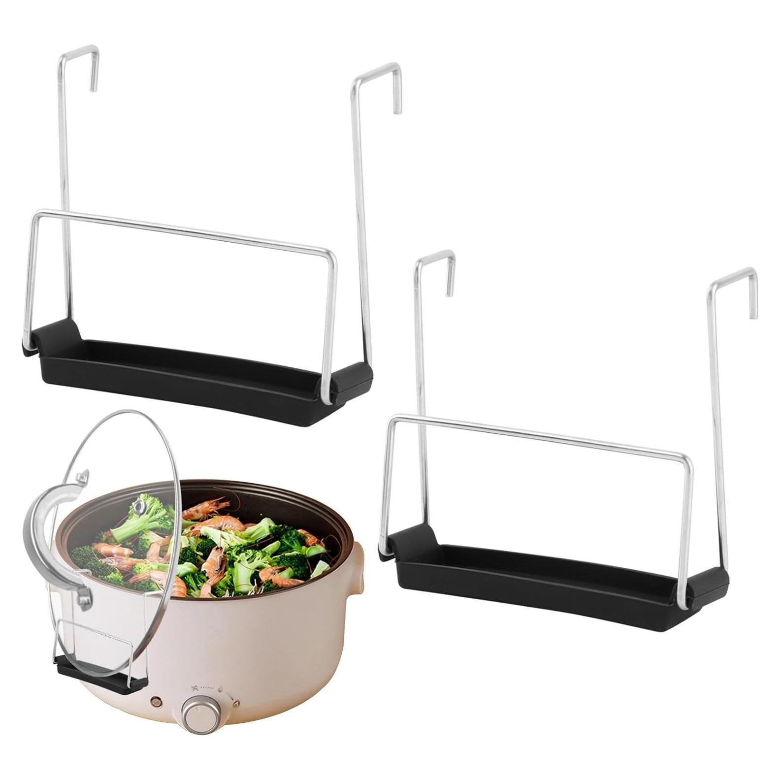 Soporte para tapa de olla de cocción lenta EMVANV, 2 piezas, acero inoxidable y silicona