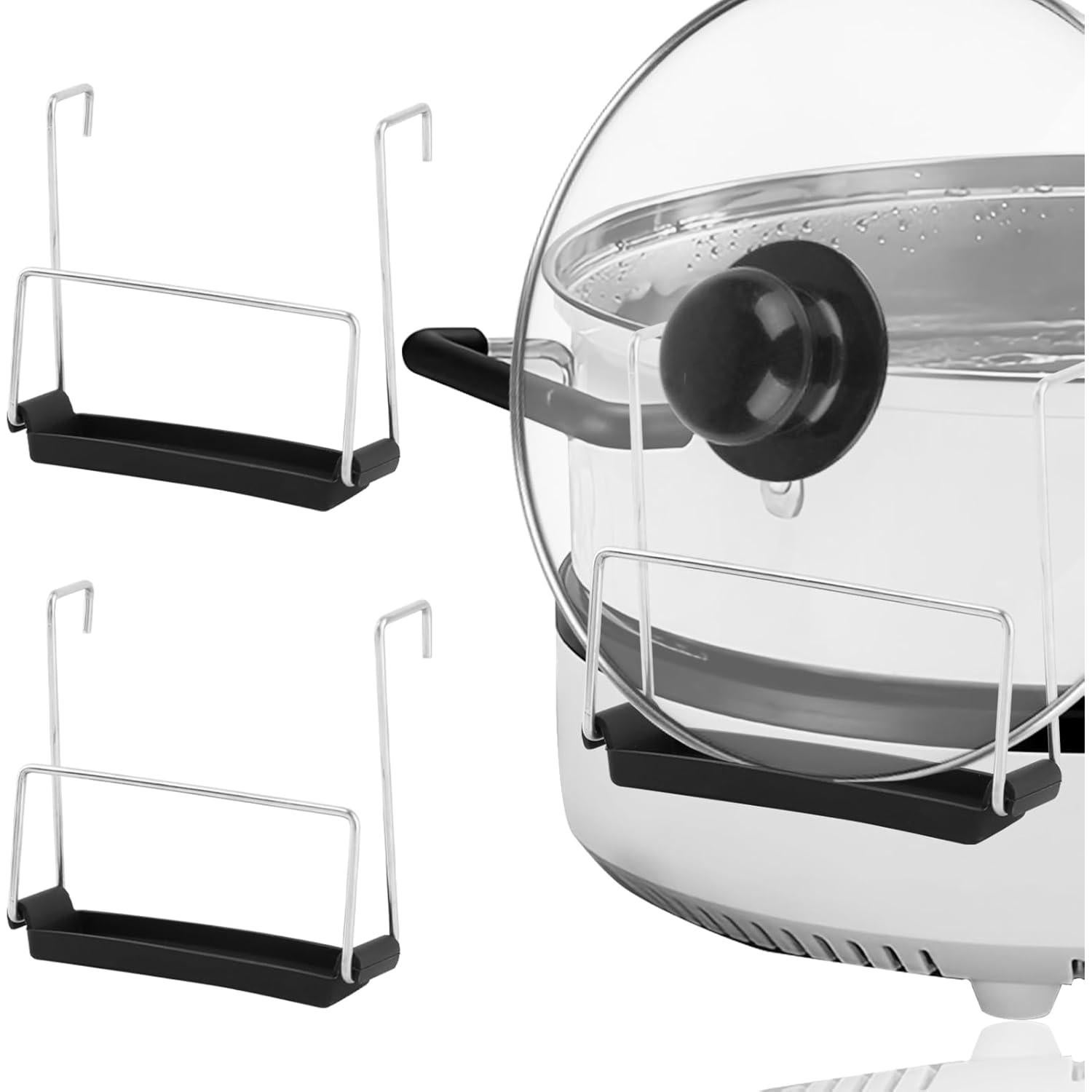 Soporte para tapa de olla de cocción lenta EMVANV, 2 piezas, acero inoxidable y silicona