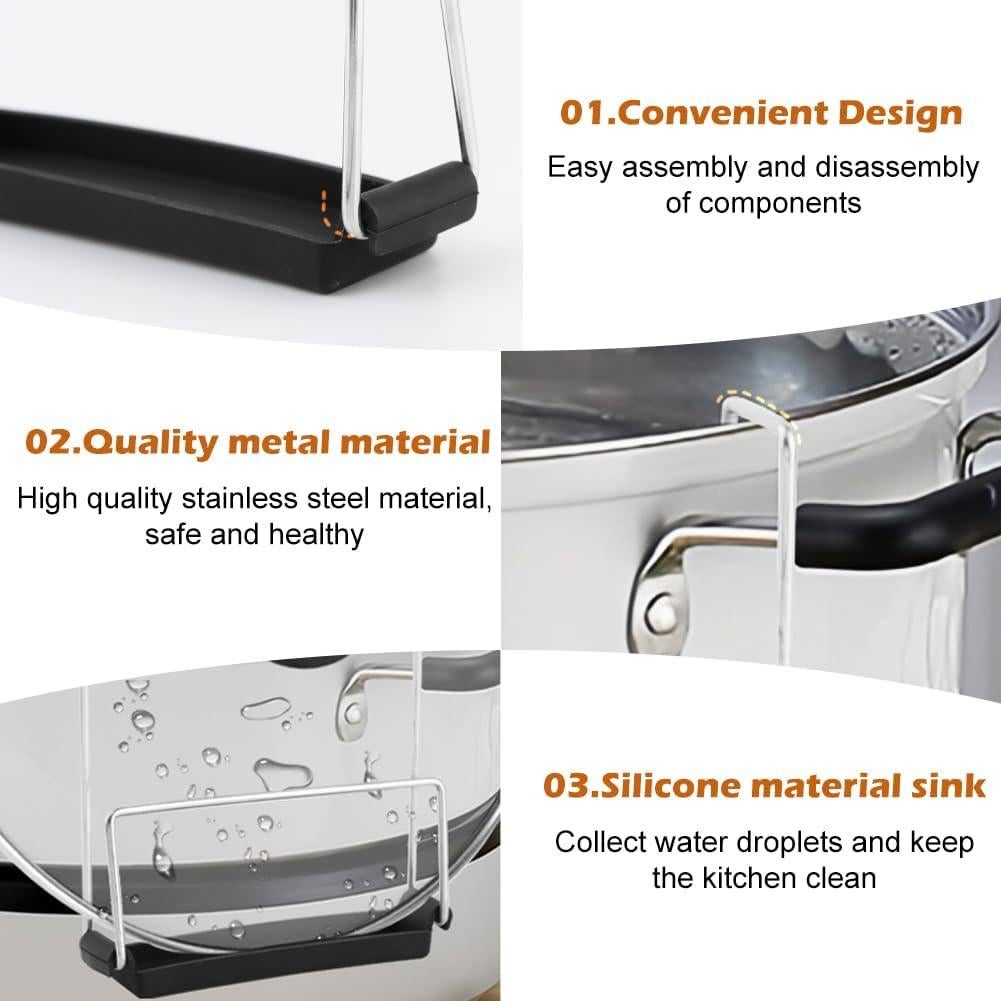 Soporte para tapa de olla de cocción lenta EMVANV, 2 piezas, acero inoxidable y silicona