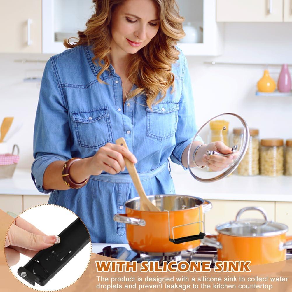 Soporte para tapa de olla de cocción lenta EMVANV, 2 piezas, acero inoxidable y silicona