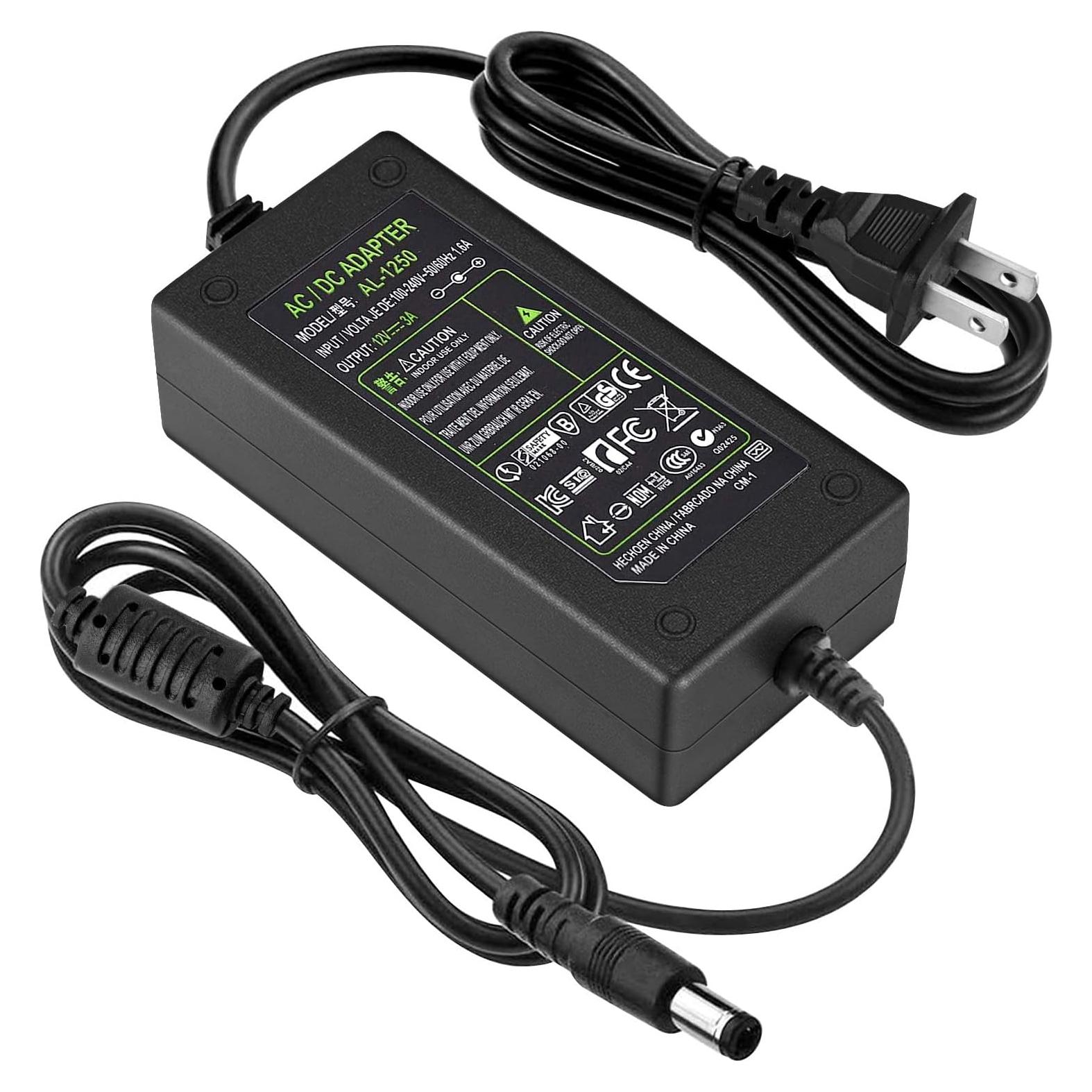 Adaptador de corriente 12V 3A TOBWOLF con cable 2.1mm