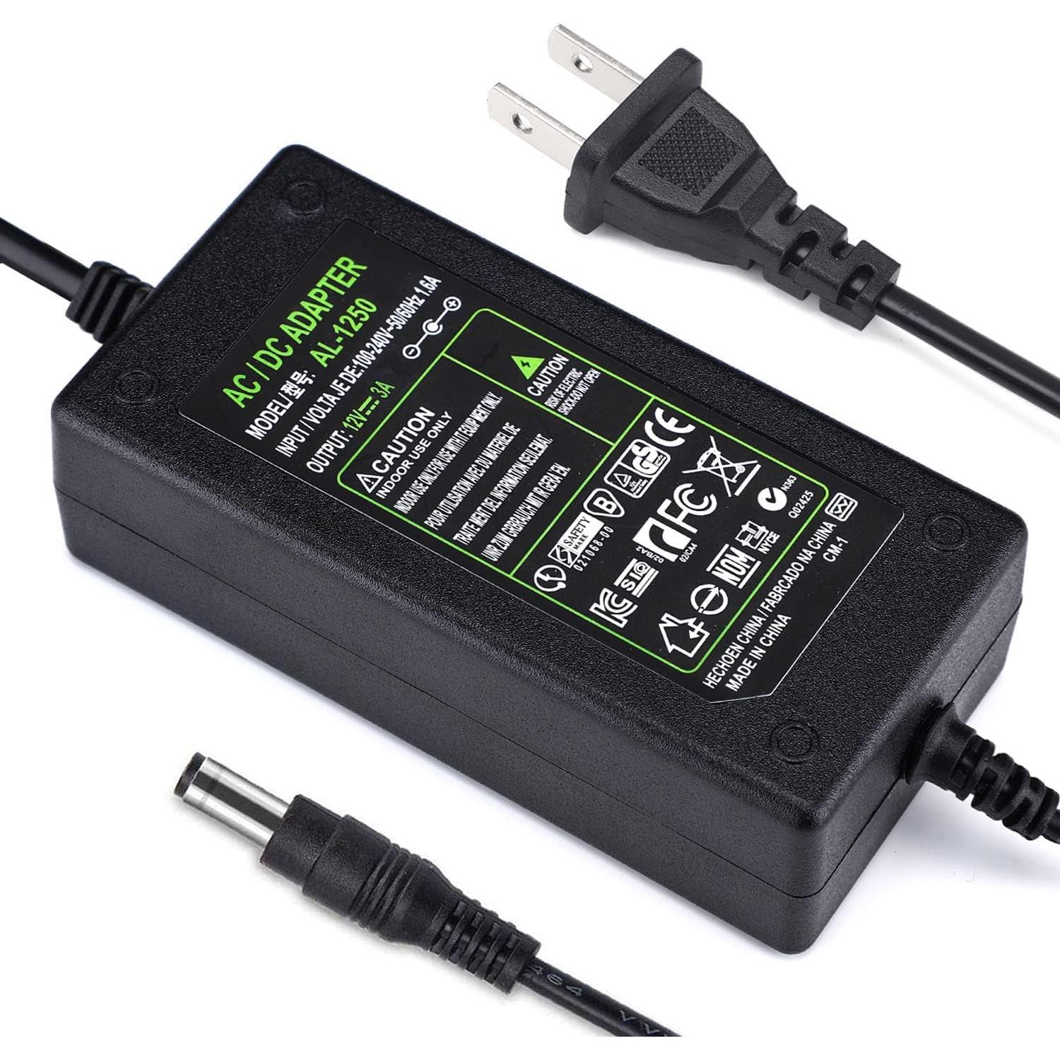 Adaptador de corriente 12V 3A TOBWOLF con cable 2.1mm