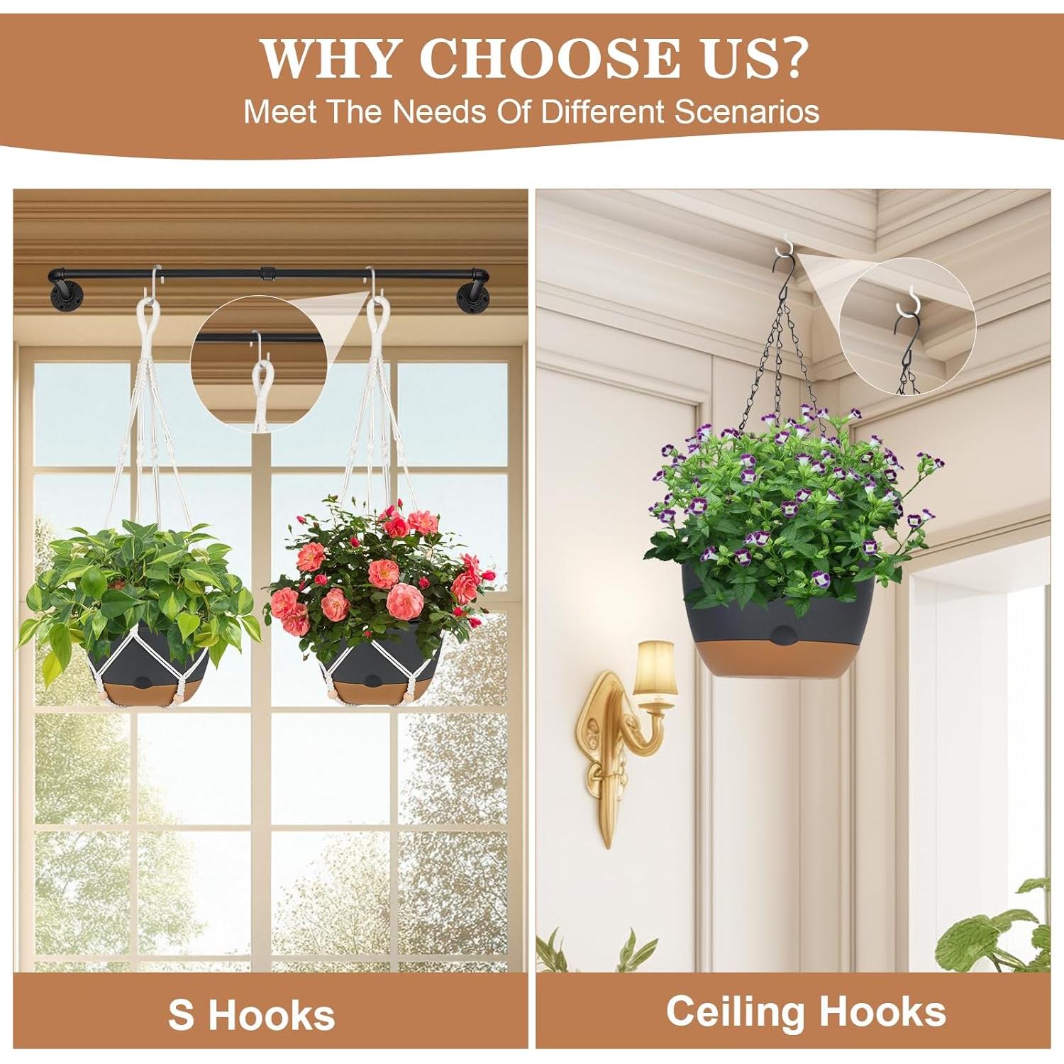 Juego de 3 Macetas Colgantes Autorriego Boochcom - Negro