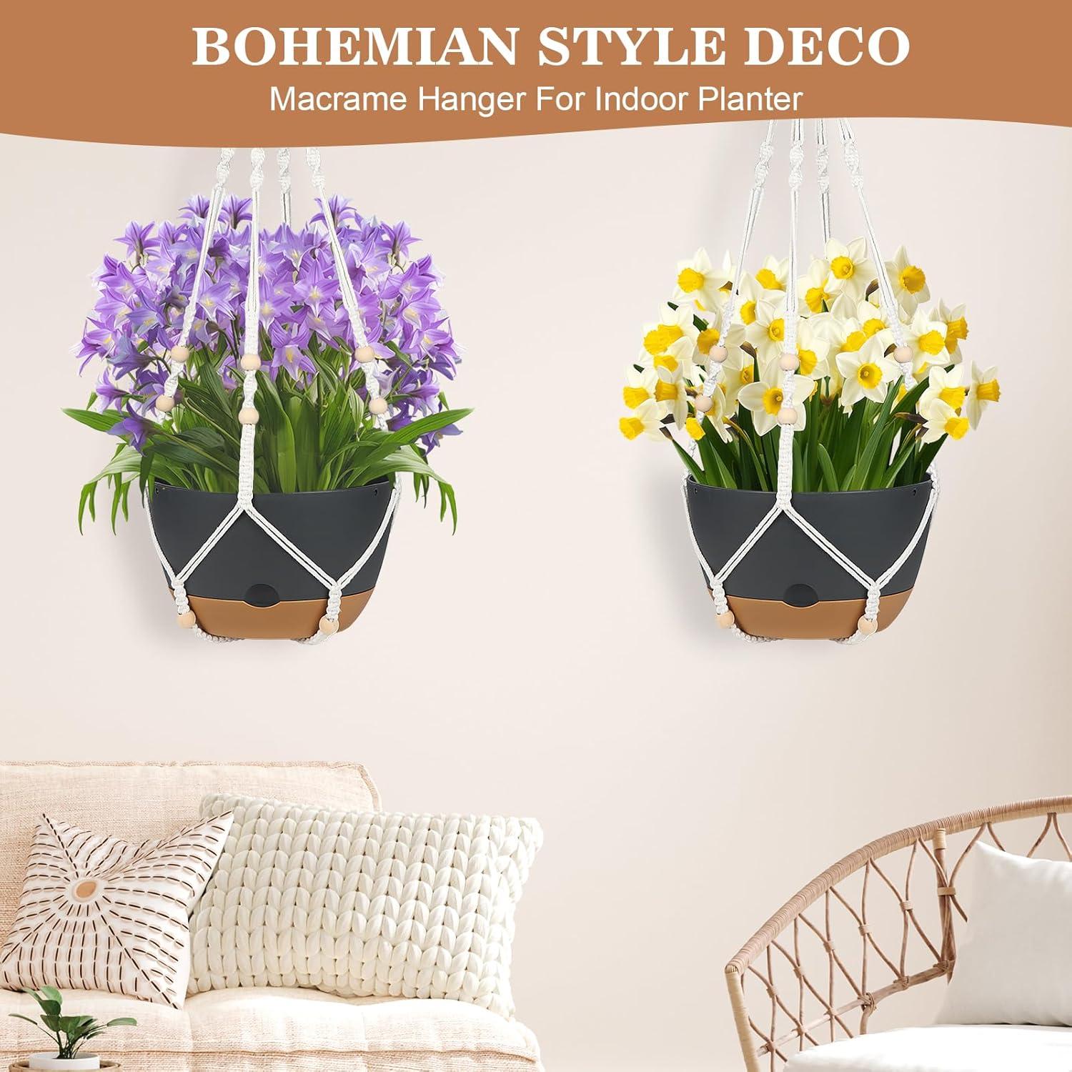 Juego de 3 Macetas Colgantes Autorriego Boochcom - Negro