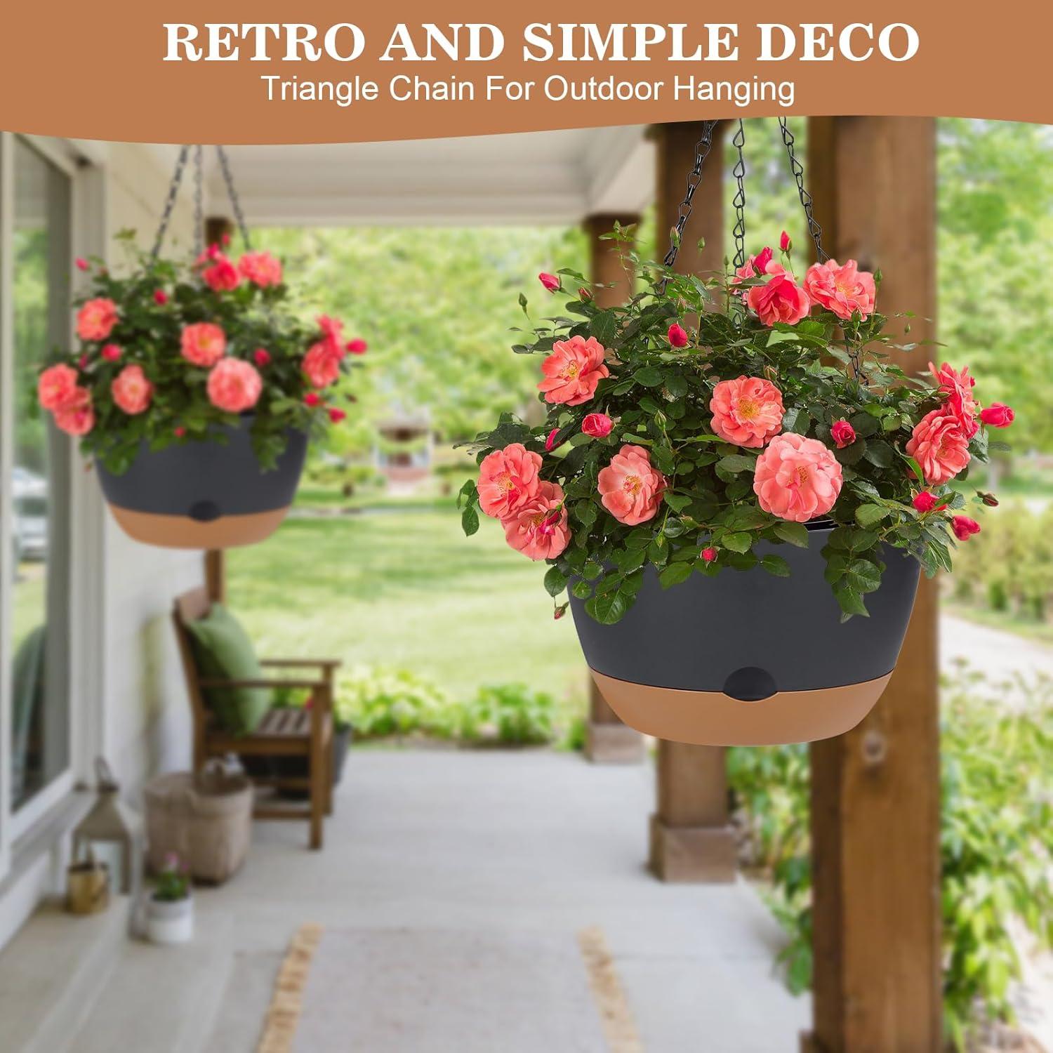 Juego de 3 Macetas Colgantes Autorriego Boochcom - Negro