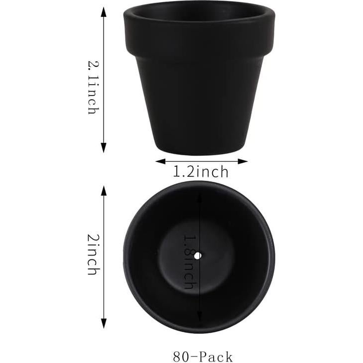 Macetas Negras de Terracota Yishang 5 cm con Drenaje - 80 Piezas