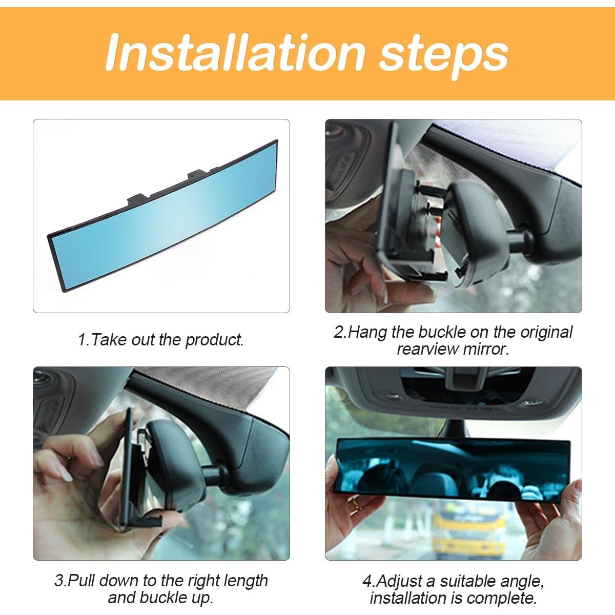 Espejo Retrovisor Convexo Universal Osilly 30.7x7.9cm Azul