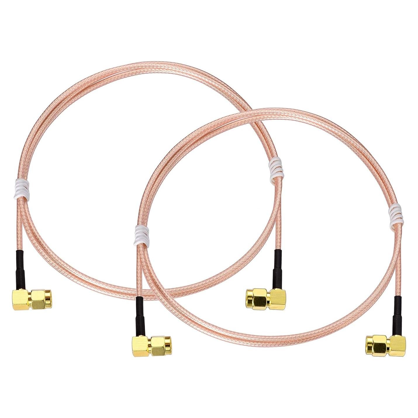 Cable Coaxial SMA Macho a Macho 90° RG316 100cm - Paquete de 2