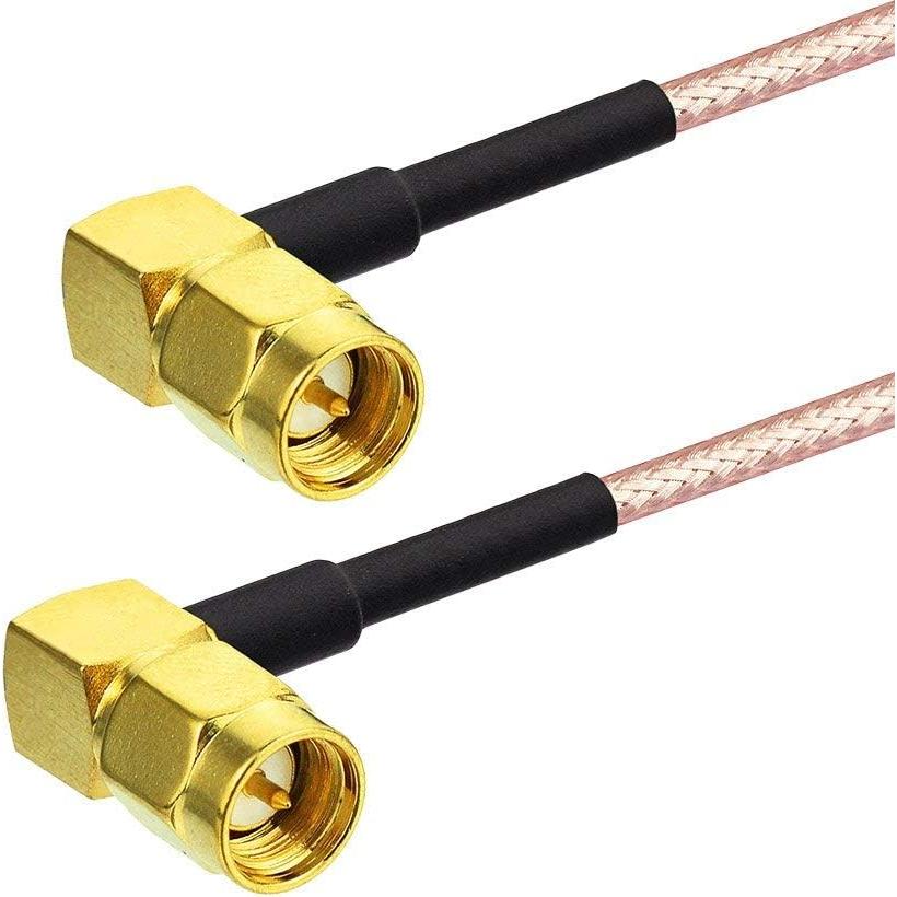 Cable Coaxial SMA Macho a Macho 90° RG316 100cm - Paquete de 2