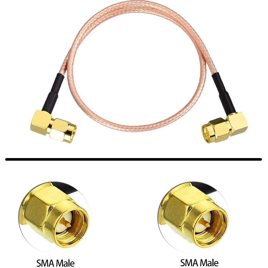 Cable Coaxial SMA Macho a Macho 90° RG316 100cm - Paquete de 2