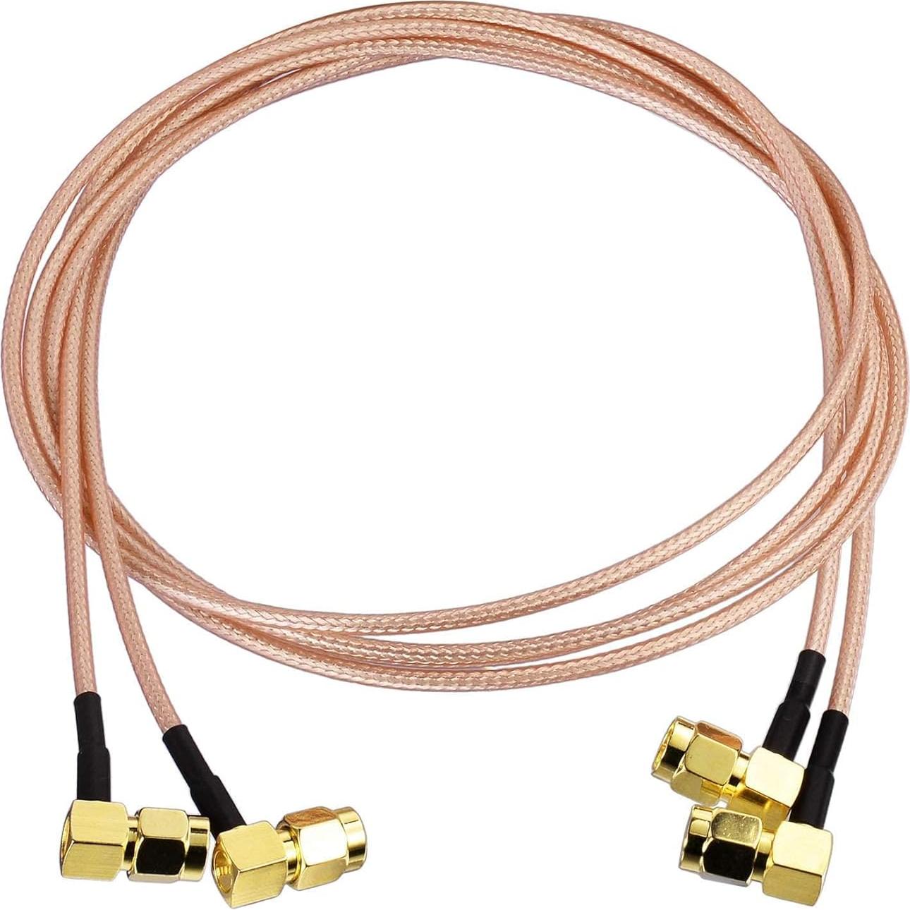 Cable Coaxial SMA Macho a Macho 90° RG316 100cm - Paquete de 2