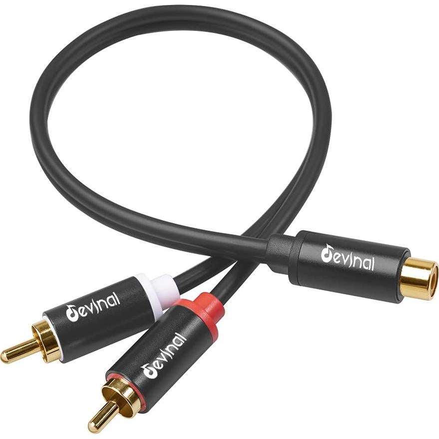 Adaptador RCA Y Devinal 1 Hembra a 2 Machos para Audio